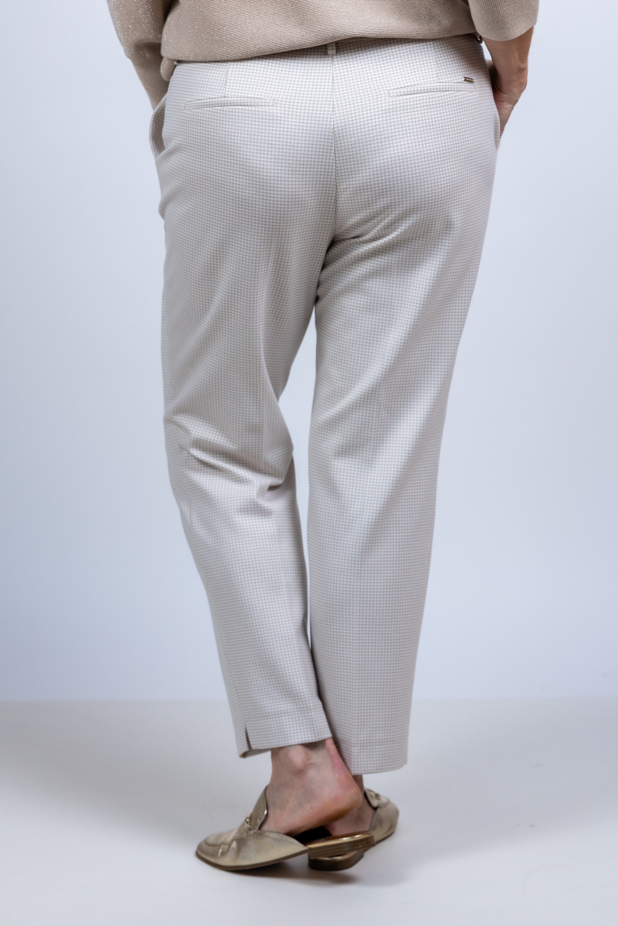 Broek met pied-de-poule - Beige
