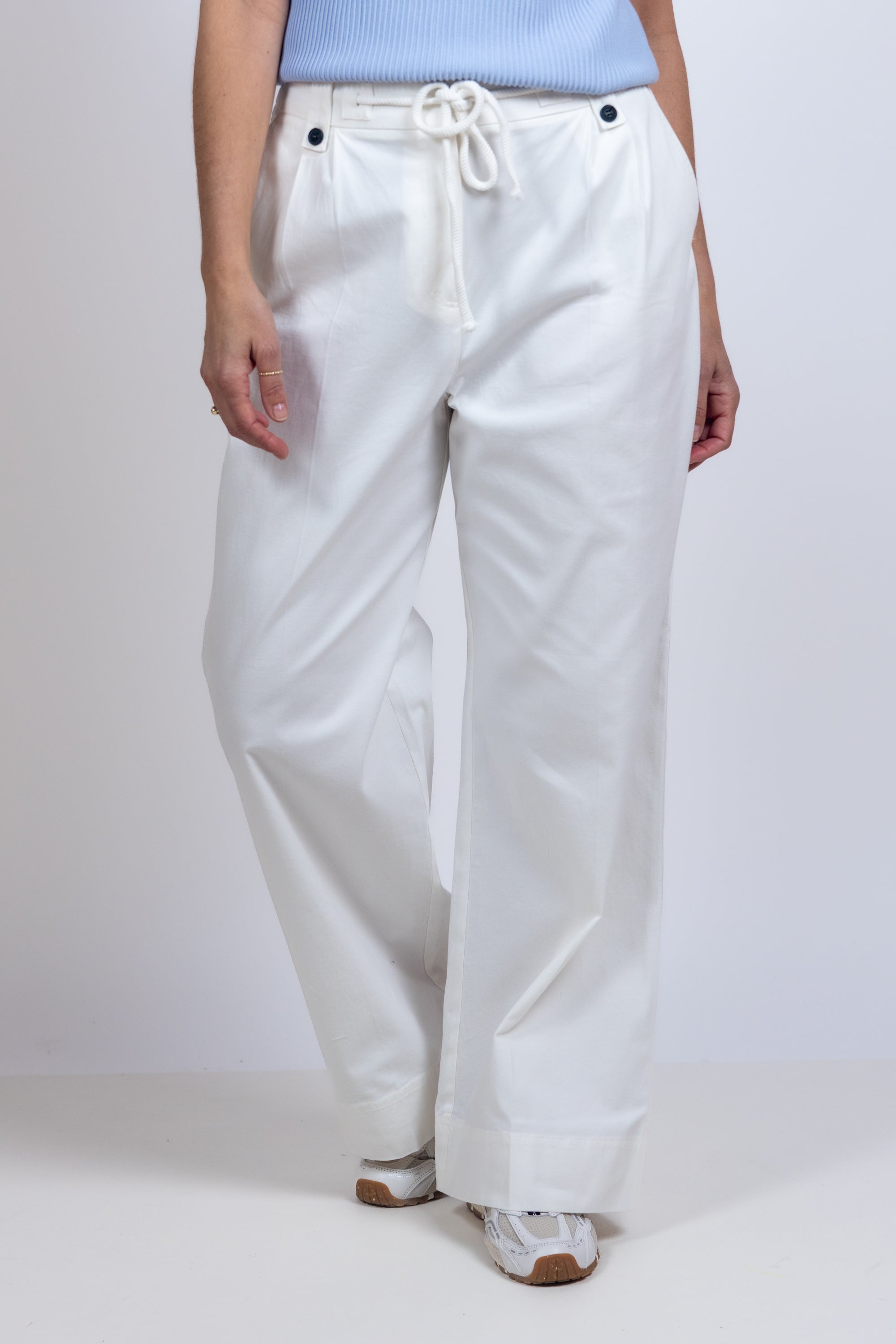 Wijde broek met koord - Wit