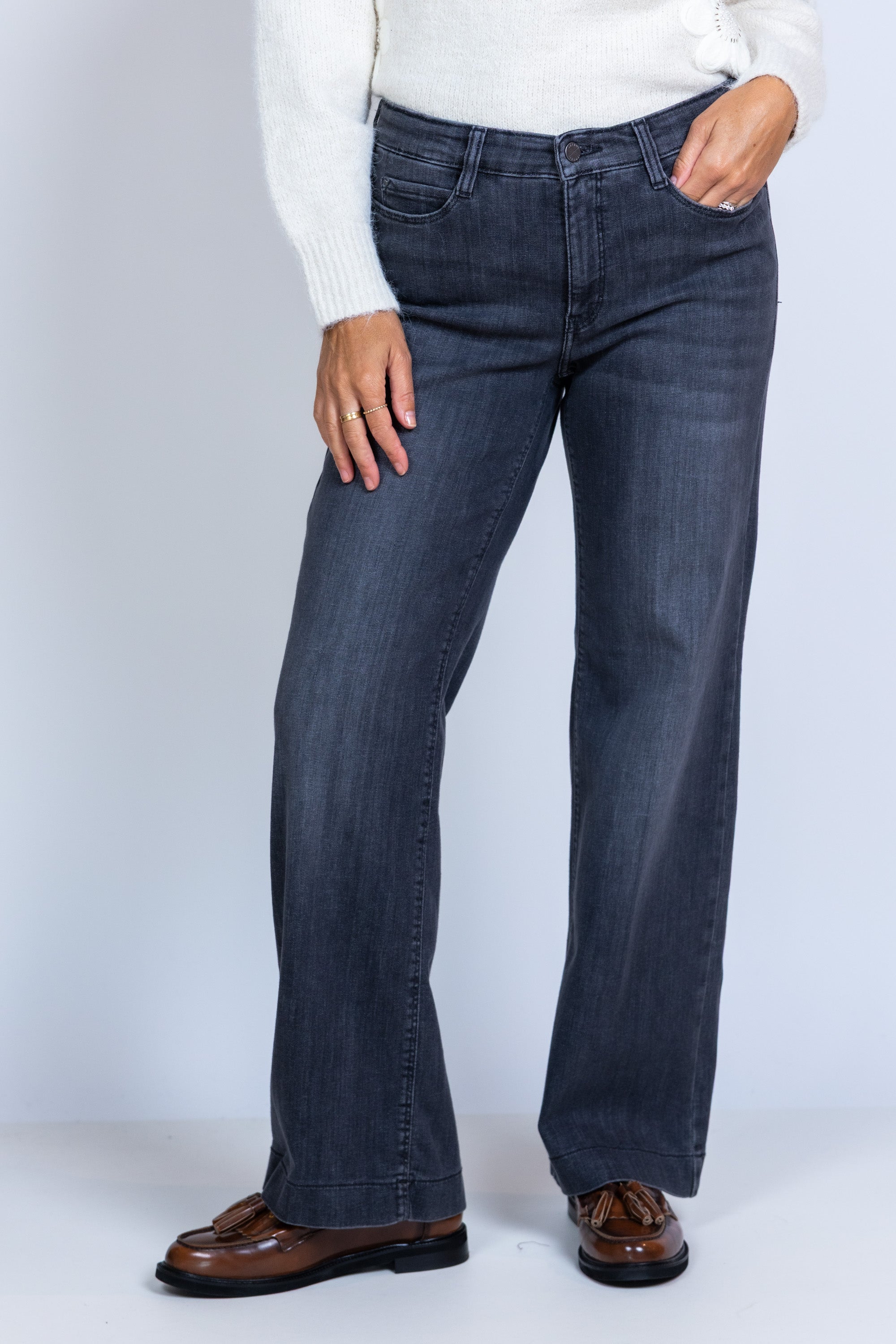 Jeans met rechte pijpen - Grijsdenim