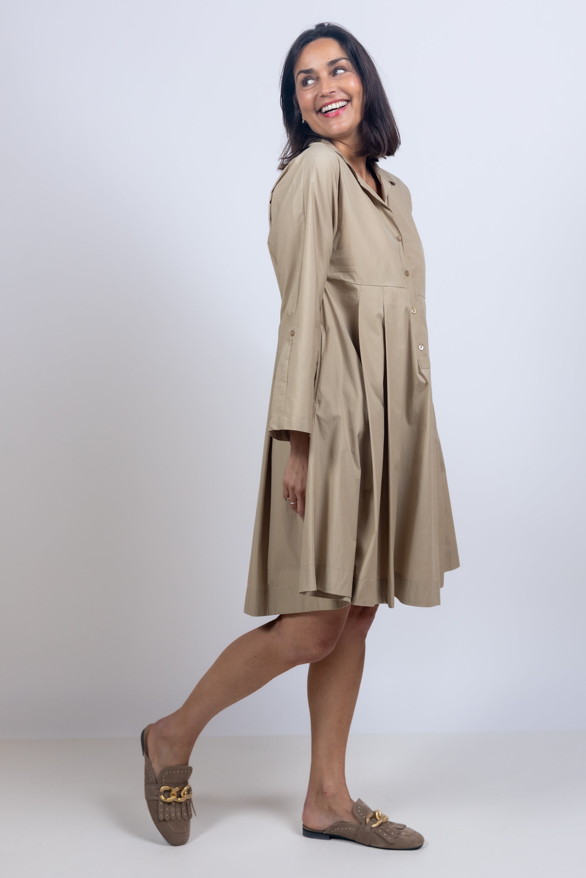 Jurk met knopen - Beige