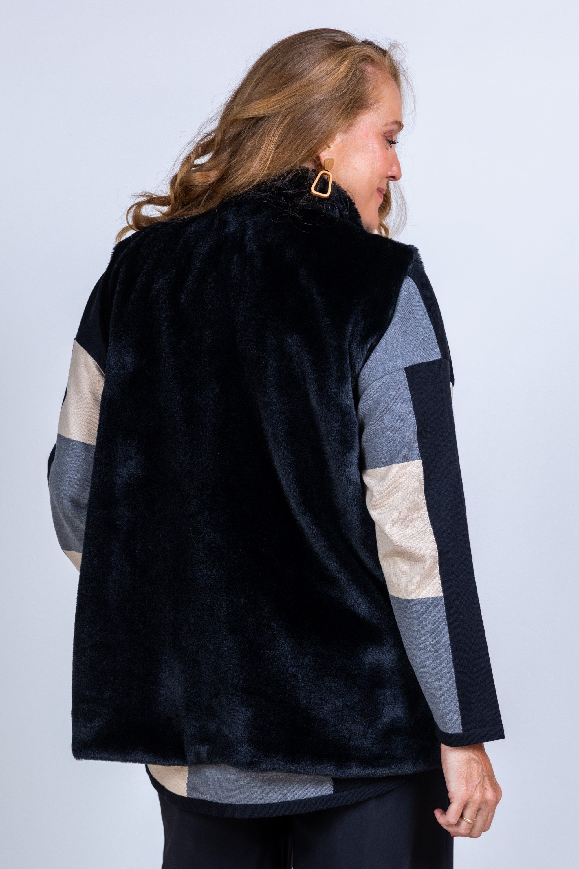 Gilet van imitatiebont - Zwart