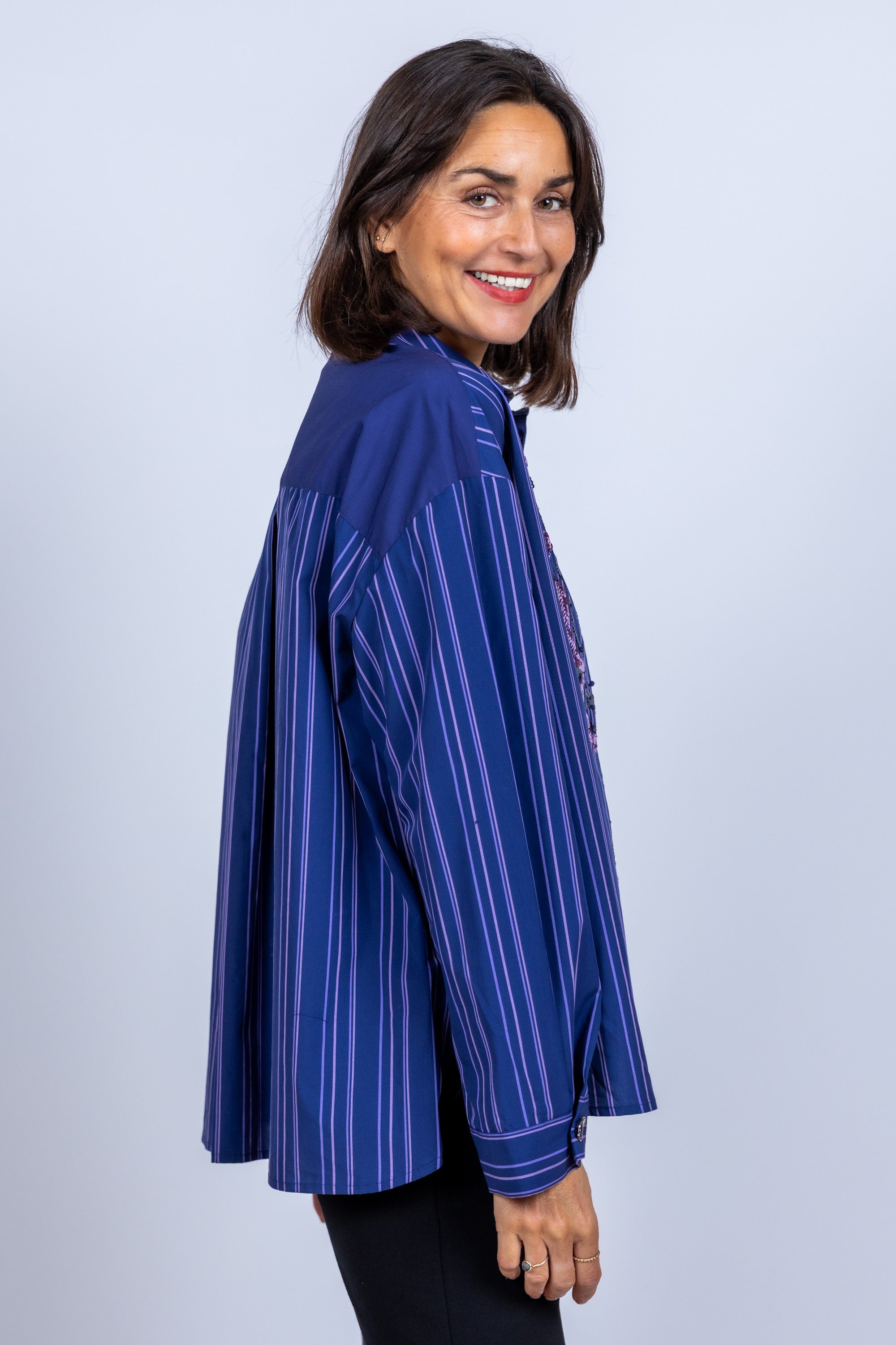 Blouse met pailletten - Marine