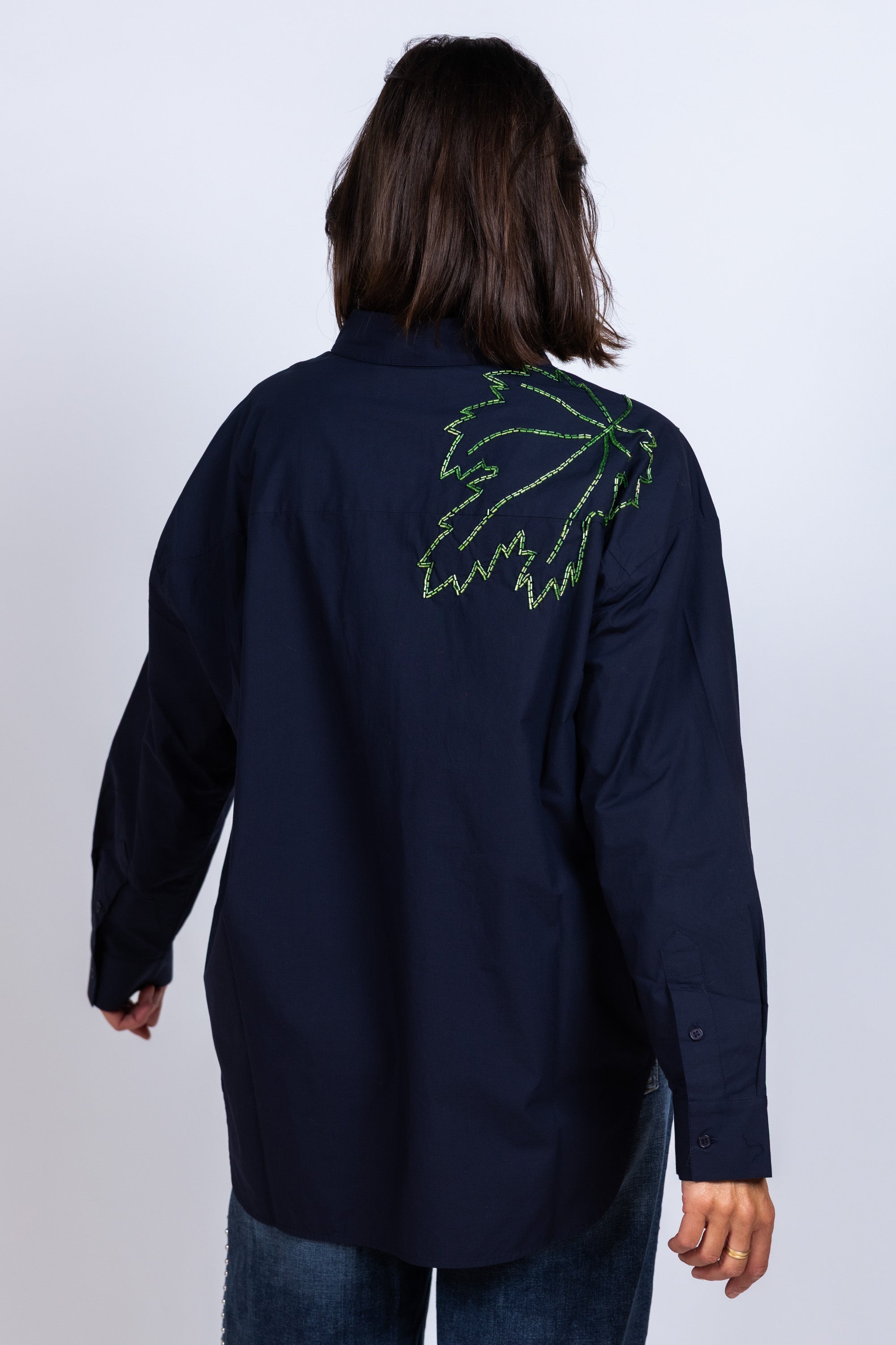 Blouse met borduursels - Marine