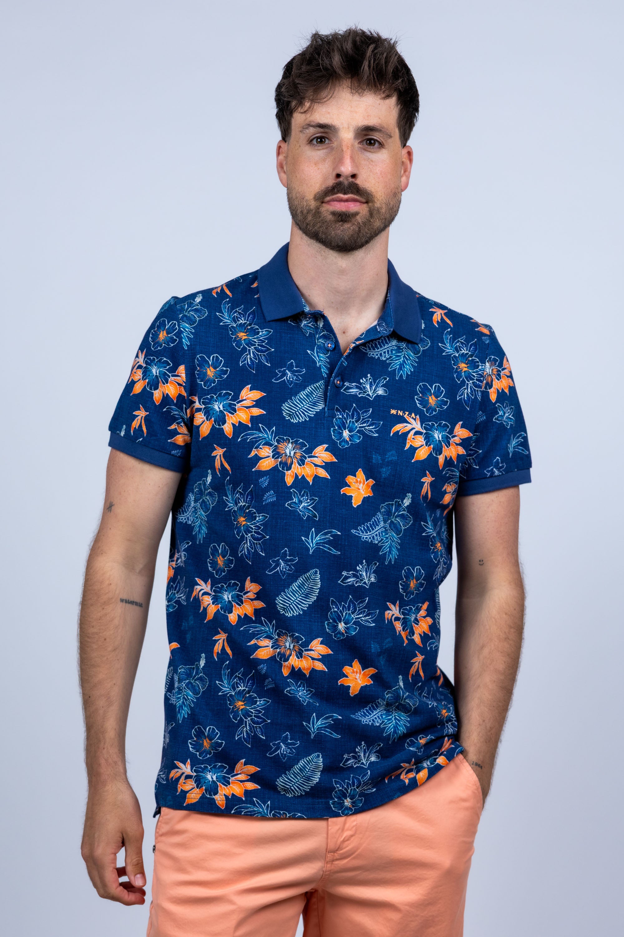 Polo met print - Marine