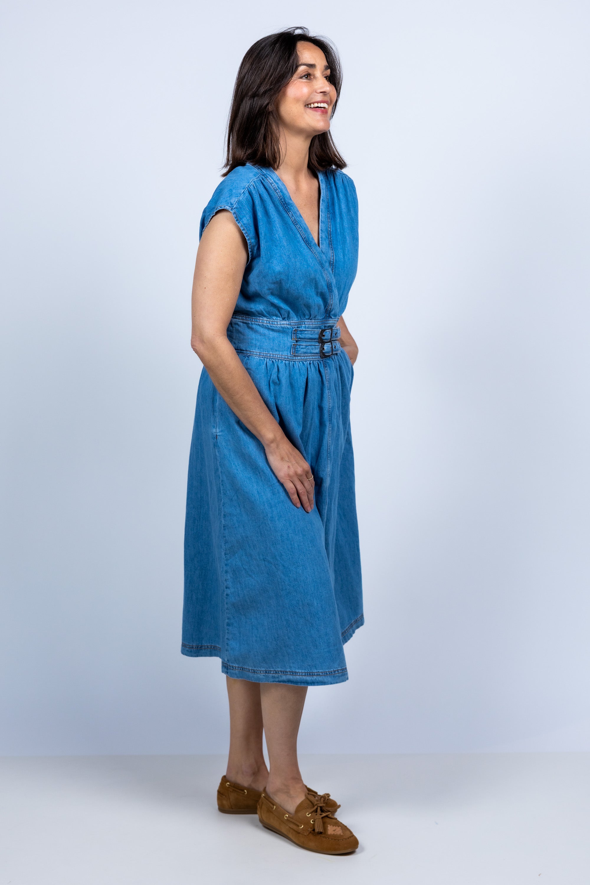 Jurk met ceintuur - Licht jeans