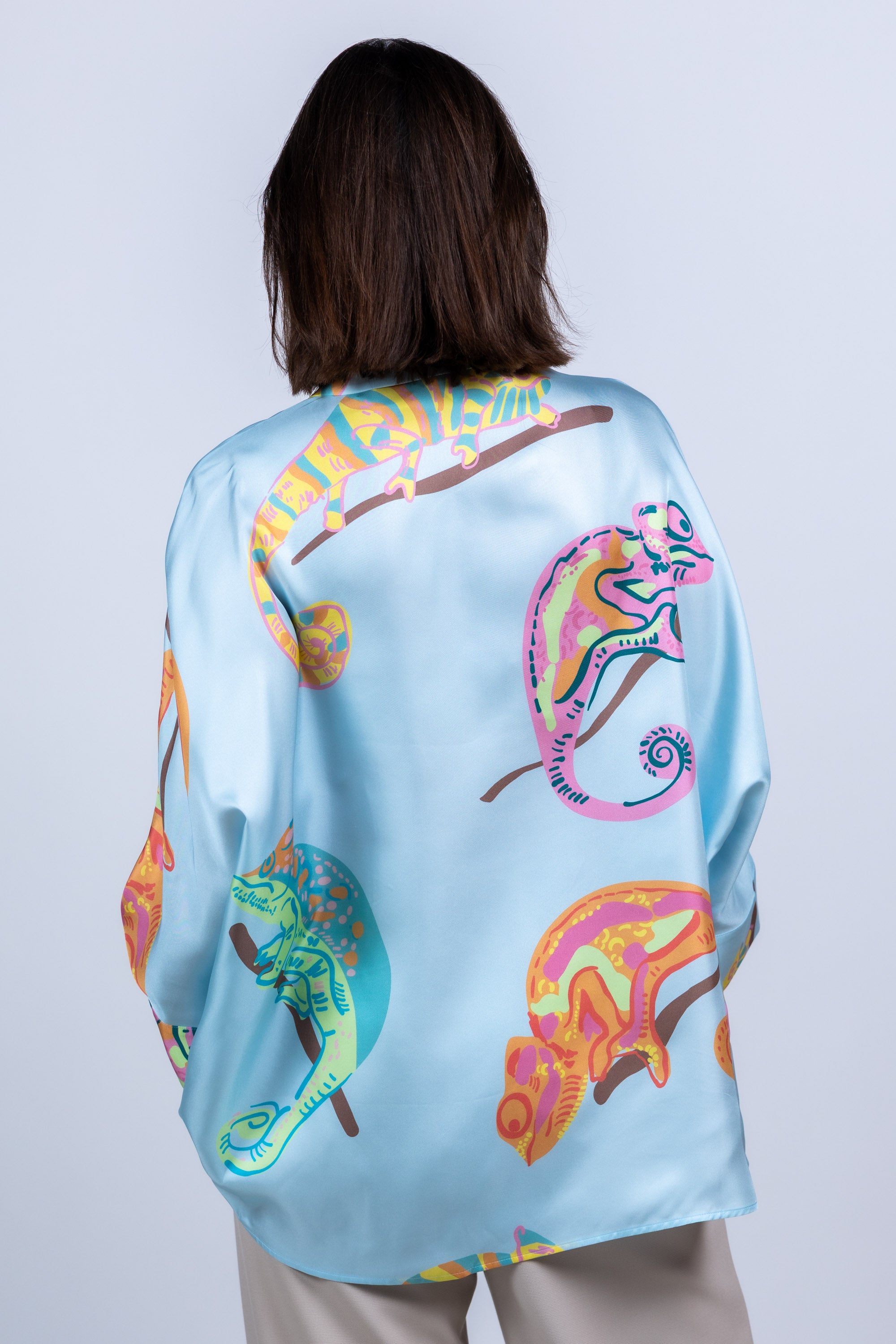 Blouse met print - Bleu