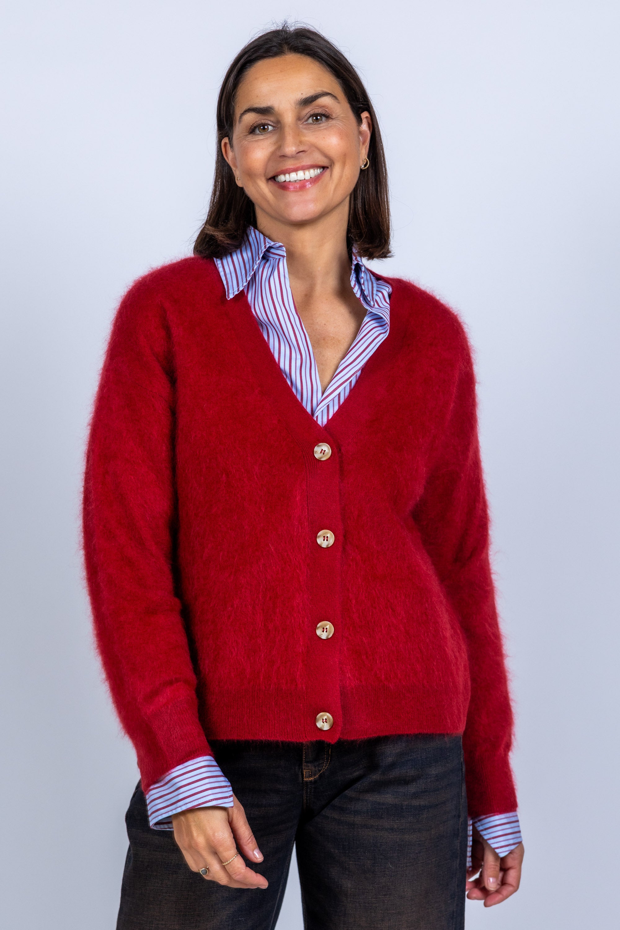 Vest met knopen - Donkerbordeaux