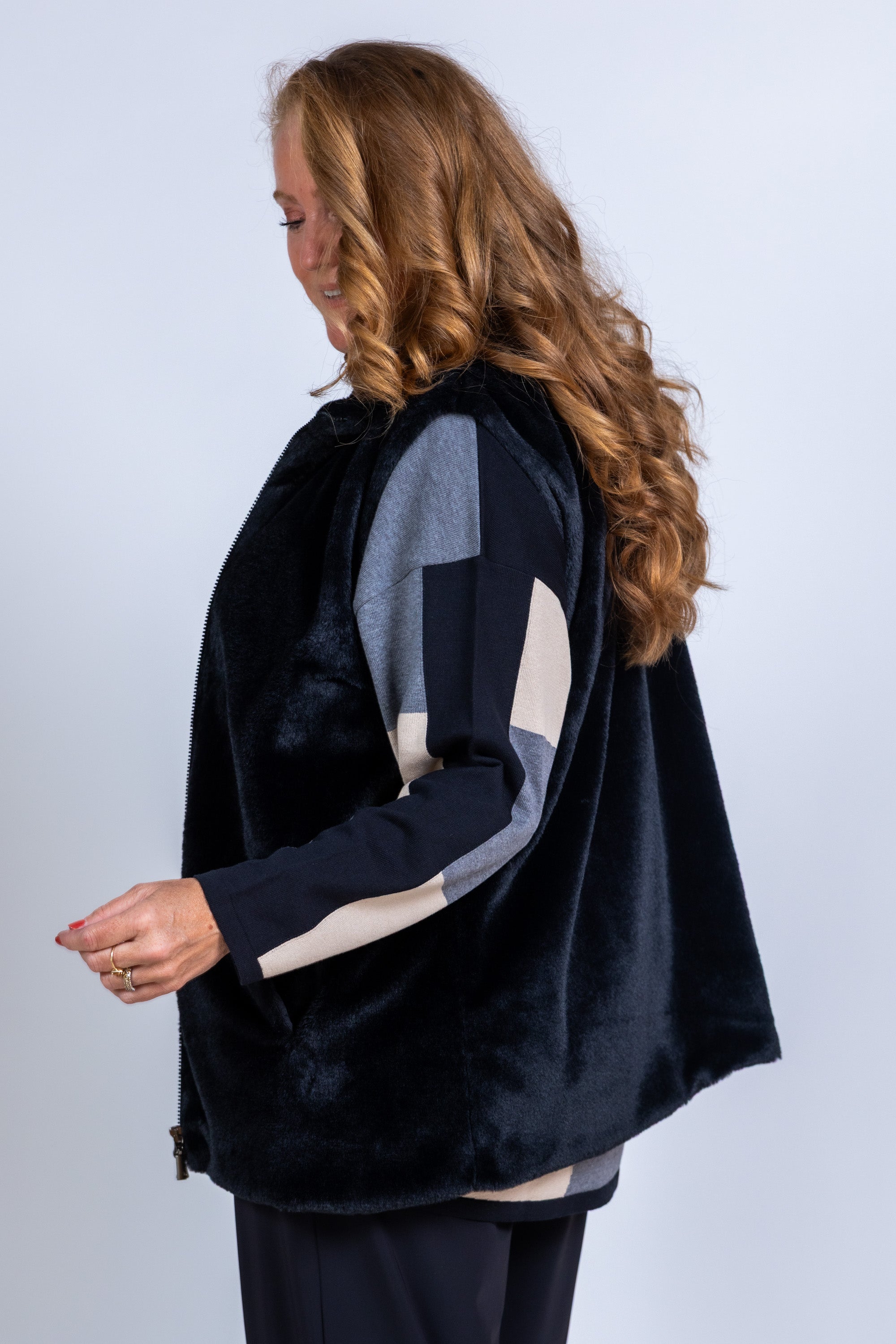 Gilet van imitatiebont - Zwart