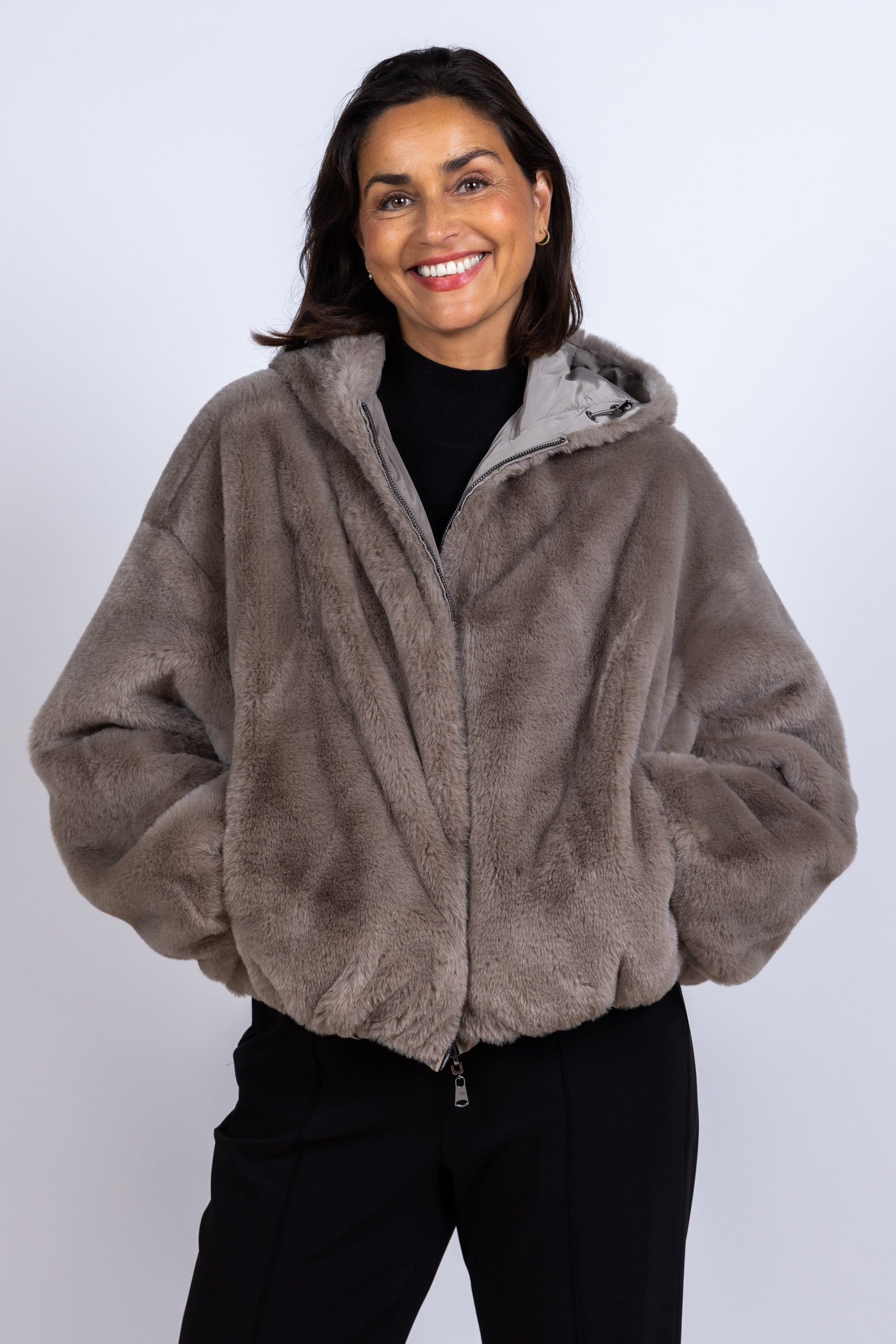 Reversible teddy jasje - Bruin