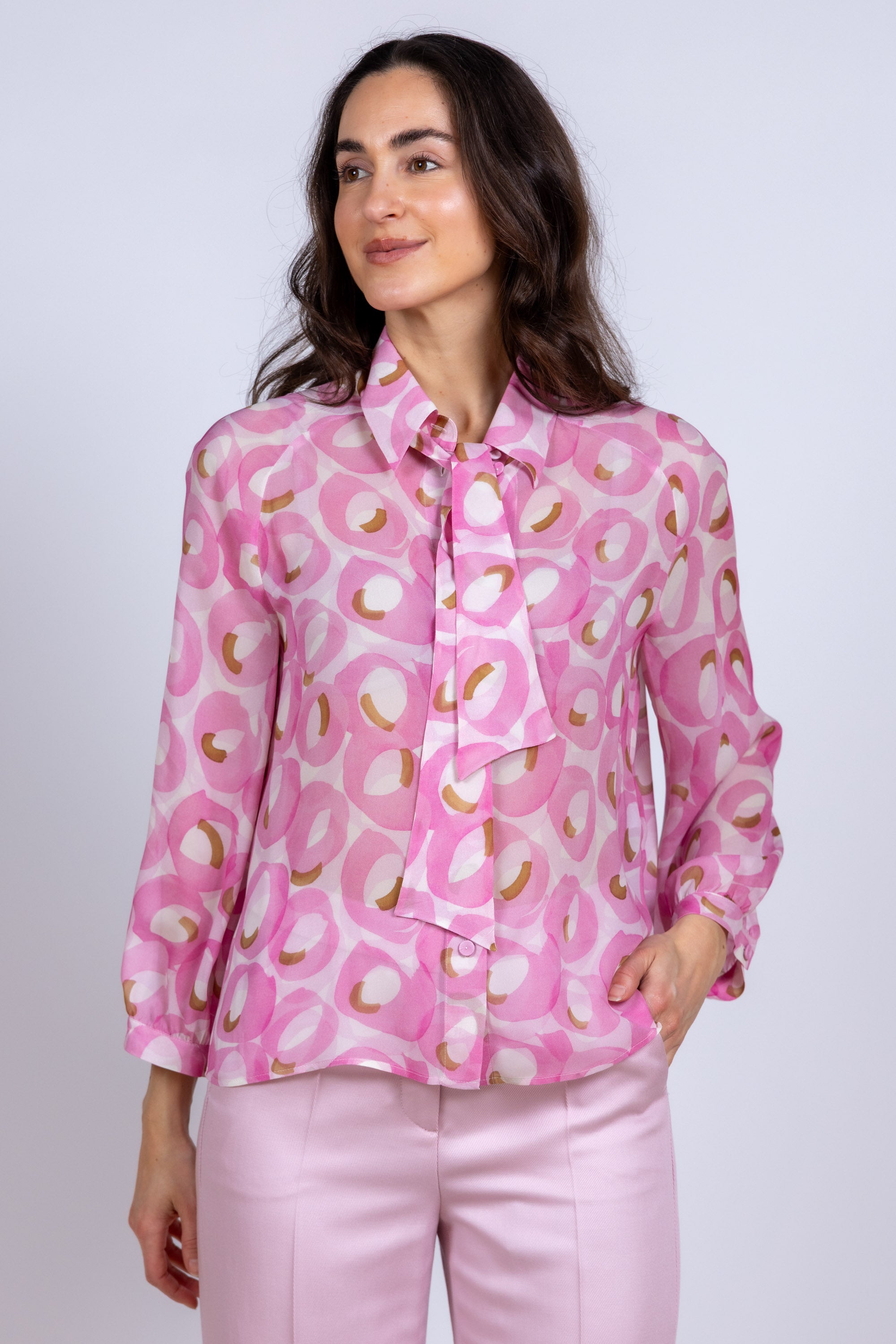 Blouse met strik - Roze