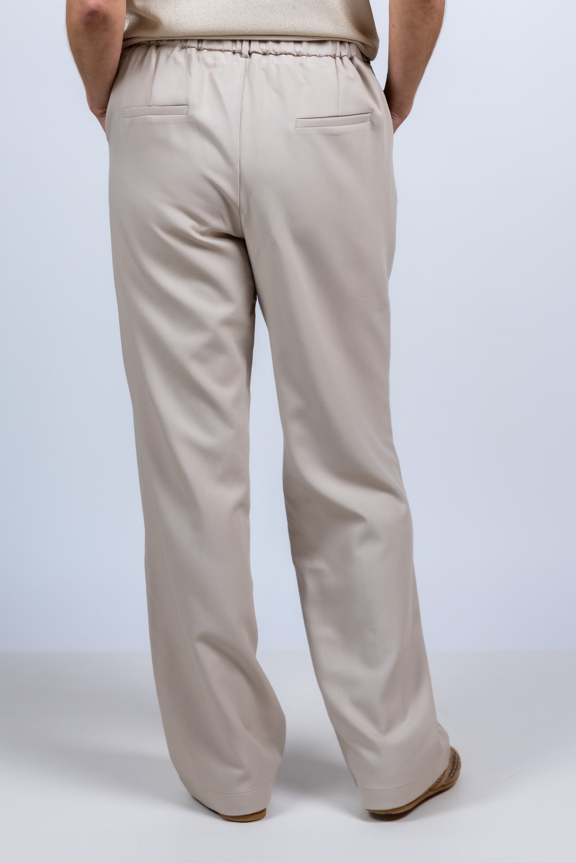 Broek met doorgestikte naad - Beige