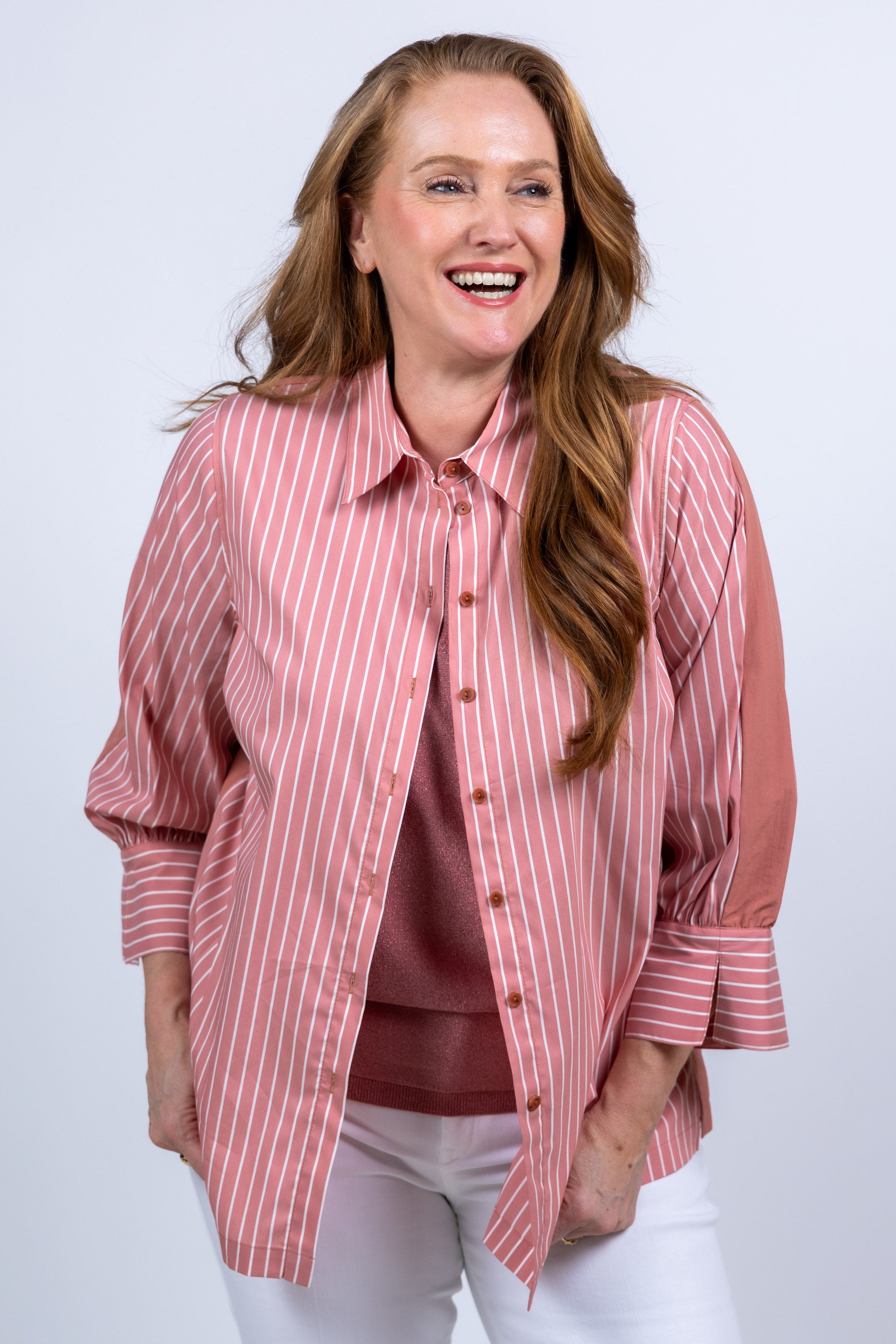 Blouse met strepen - Oudroze