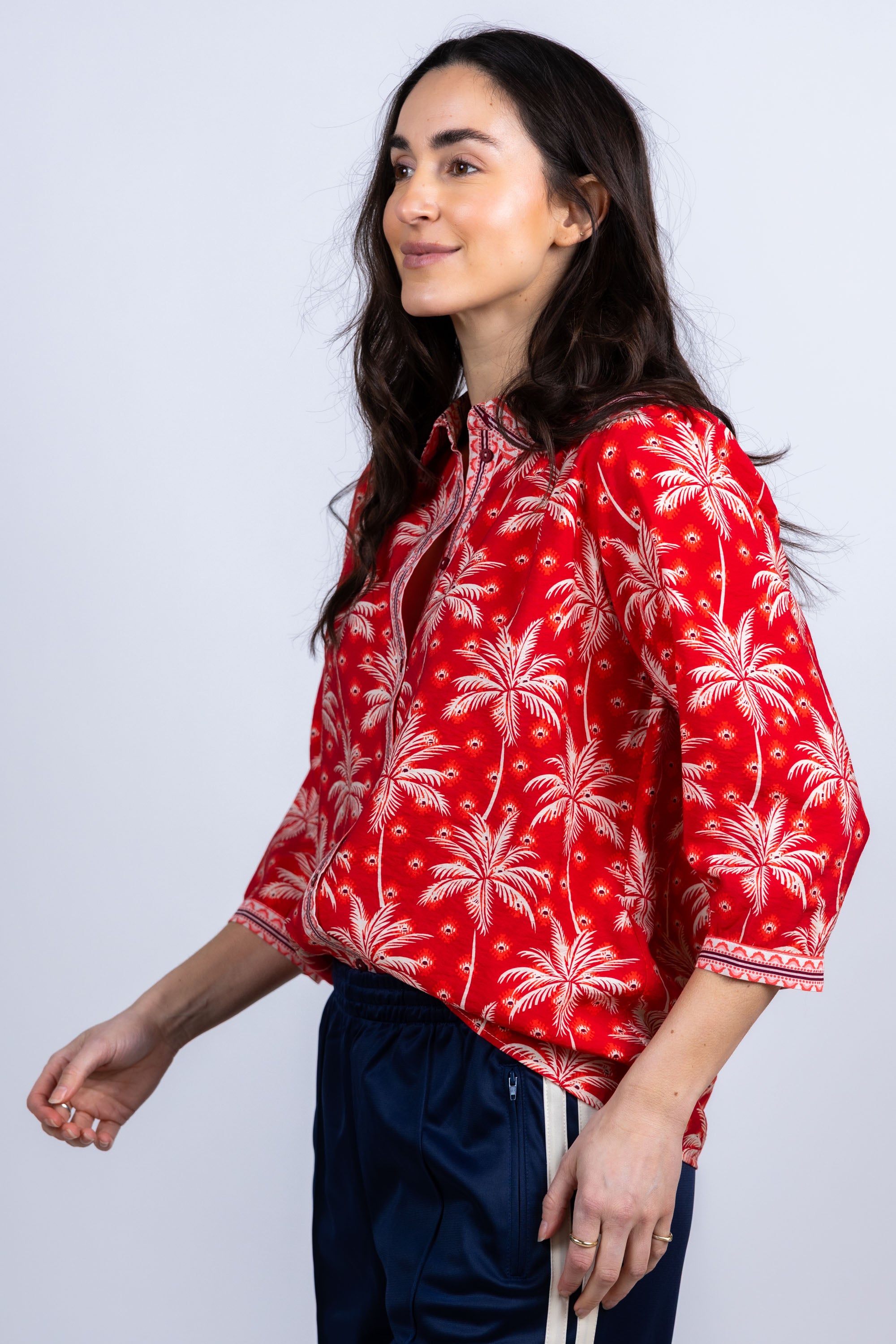 Blouse met print - Donkerrood