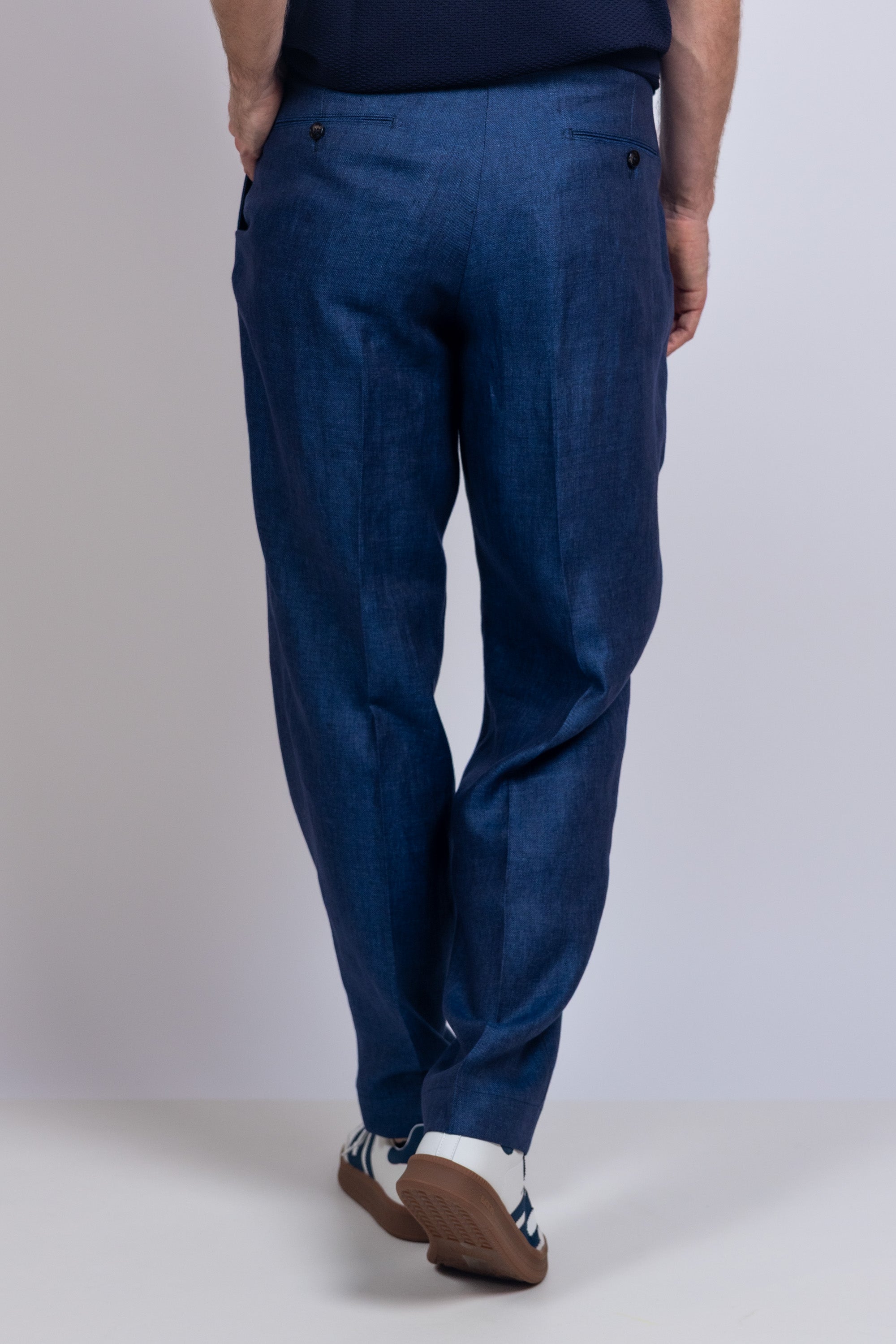 Pantalon met plooi - Marine