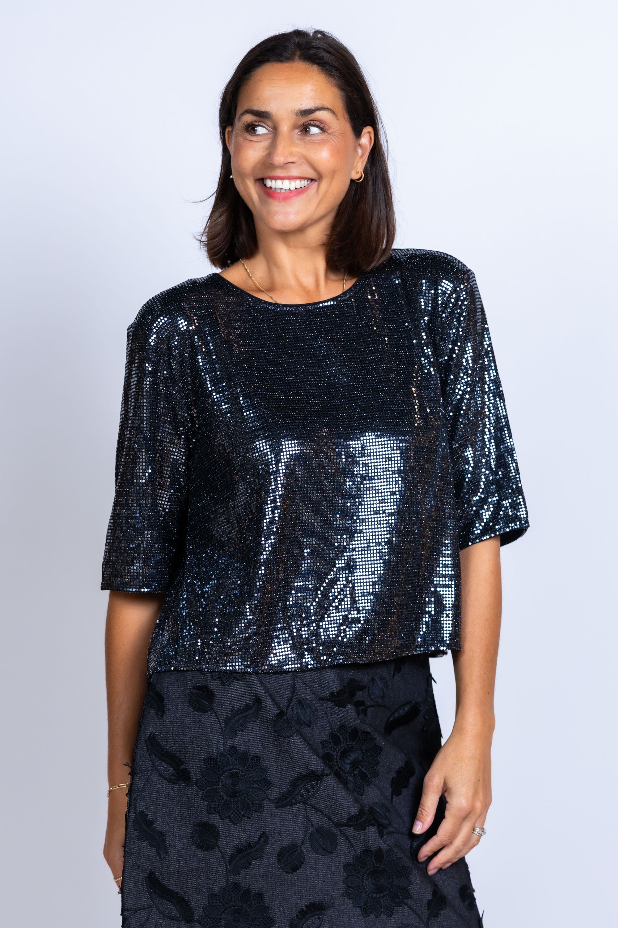 Top met pailletten - Zilver