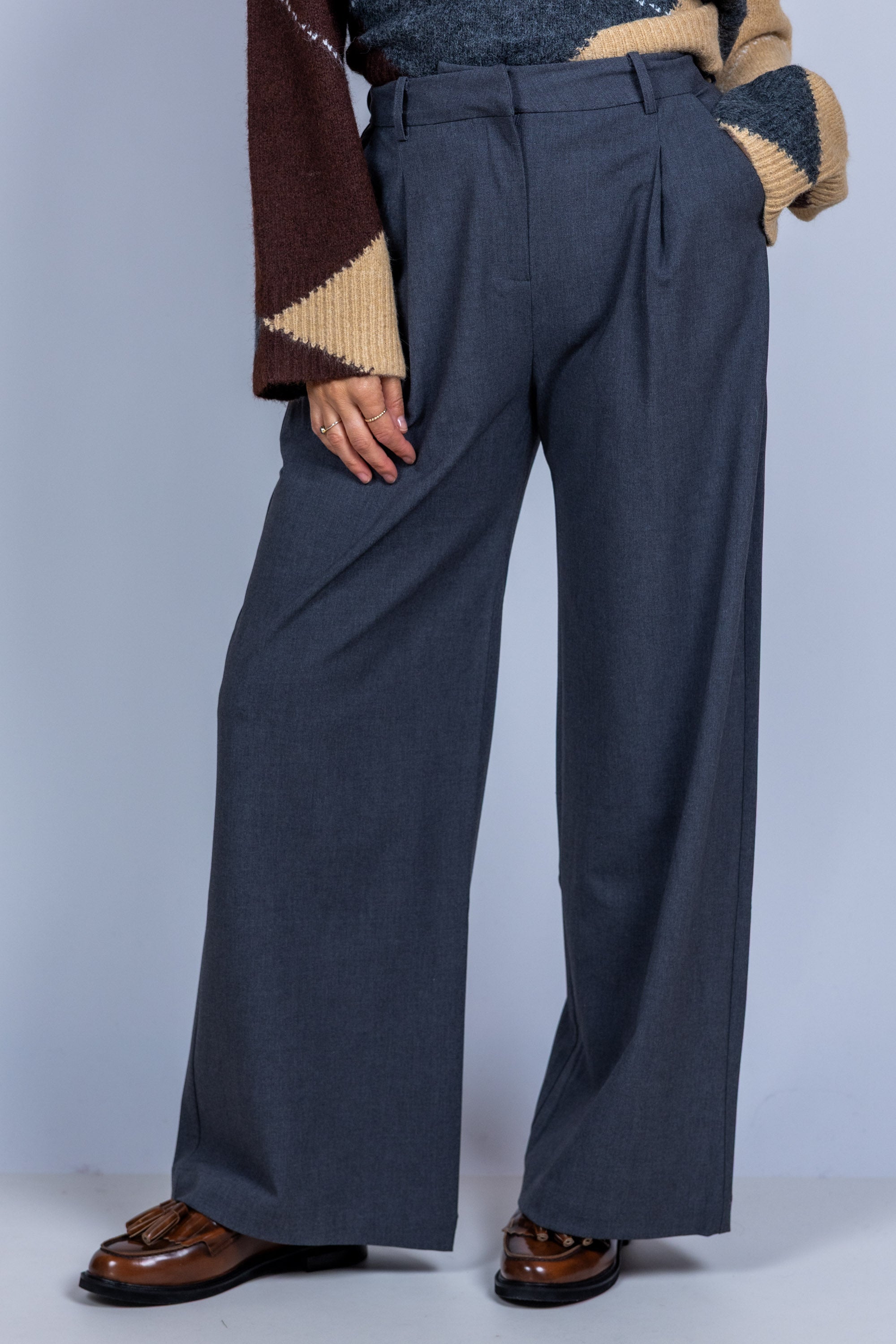 Wijde pantalon - Middengrijs