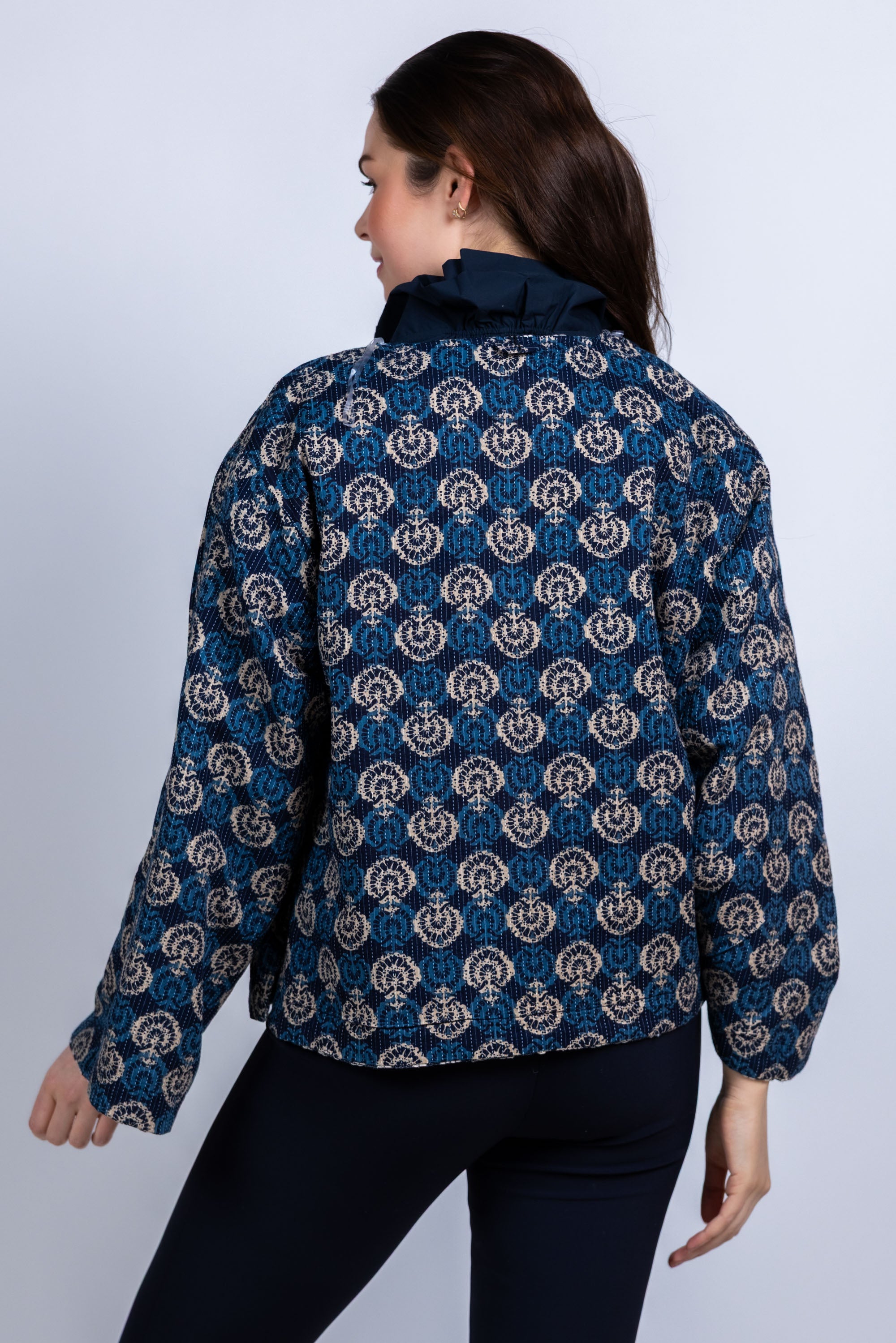 Reversible jasje met borduursels - Marine