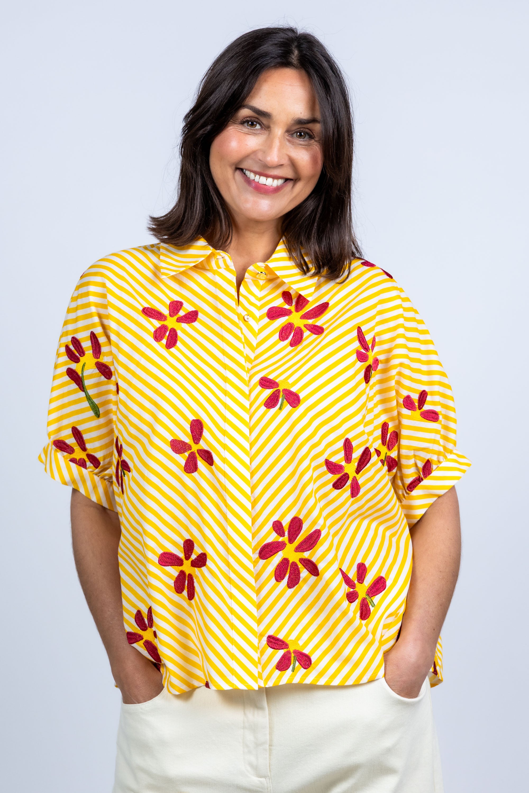 Blouse met strepen - Geel
