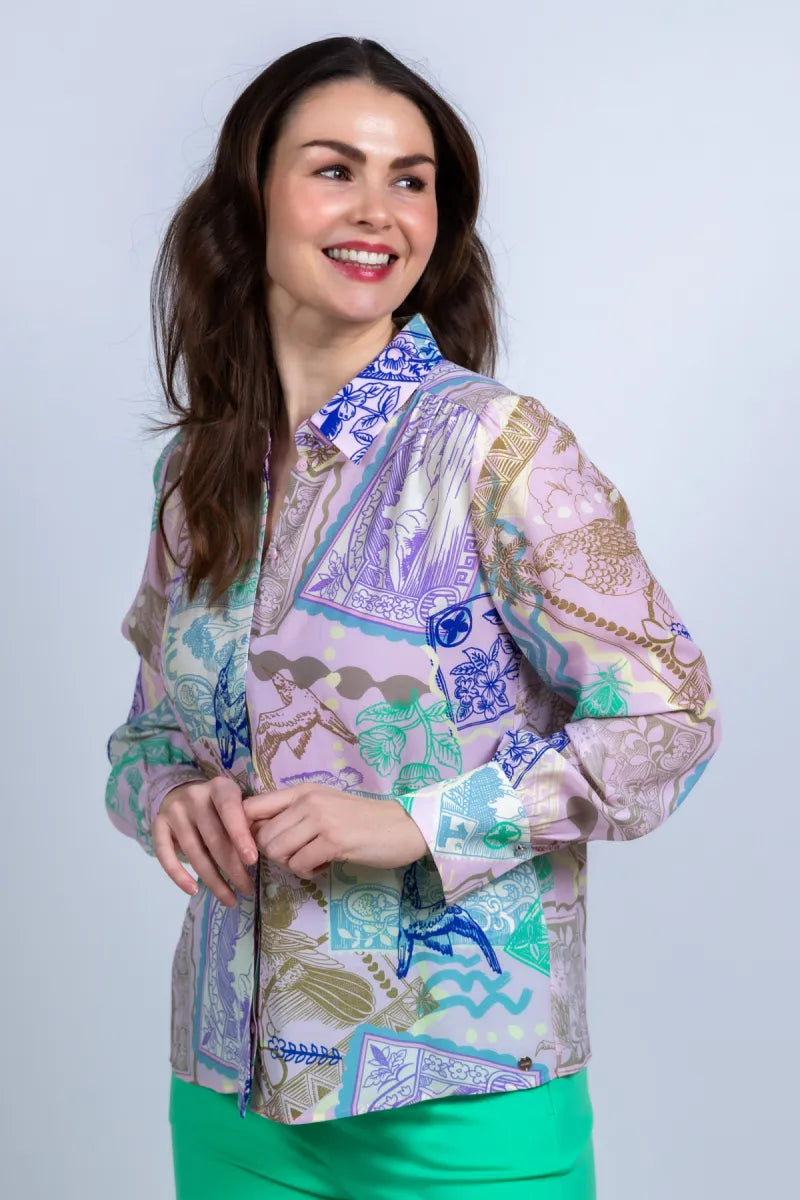 MARCCAIN COLLECTIE MARCCAIN COLLECTIE AC.51.22 W19 Blouse met print - Roze