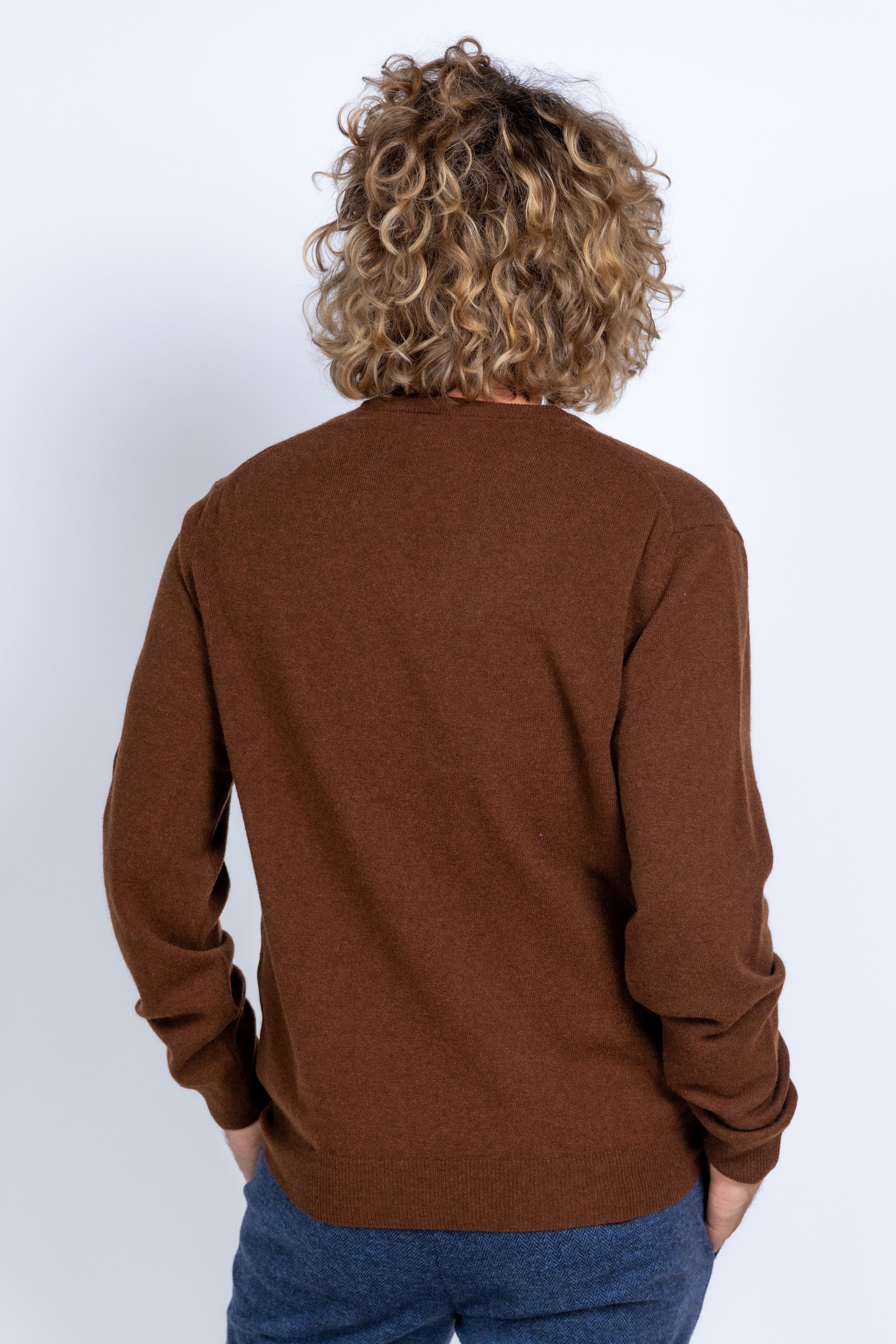 Trui met V-hals - Bruin