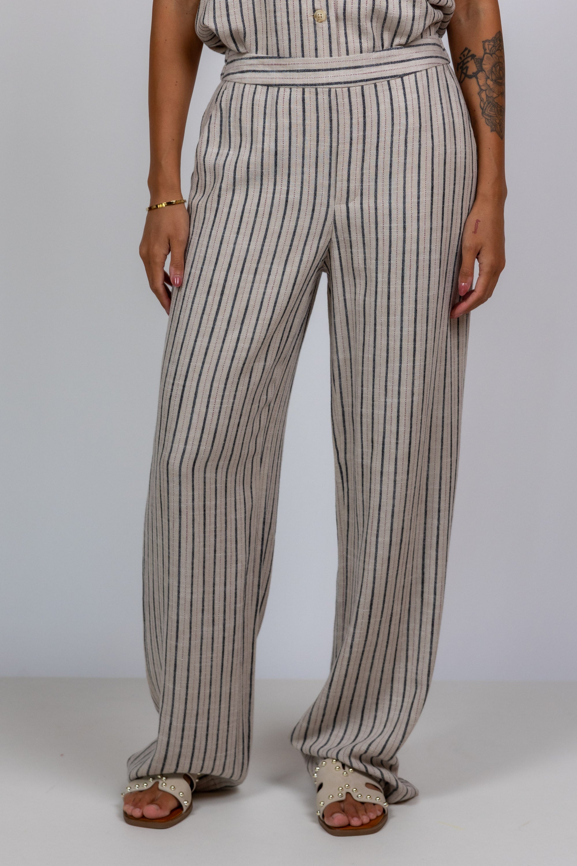 Broek met strepen - Beige