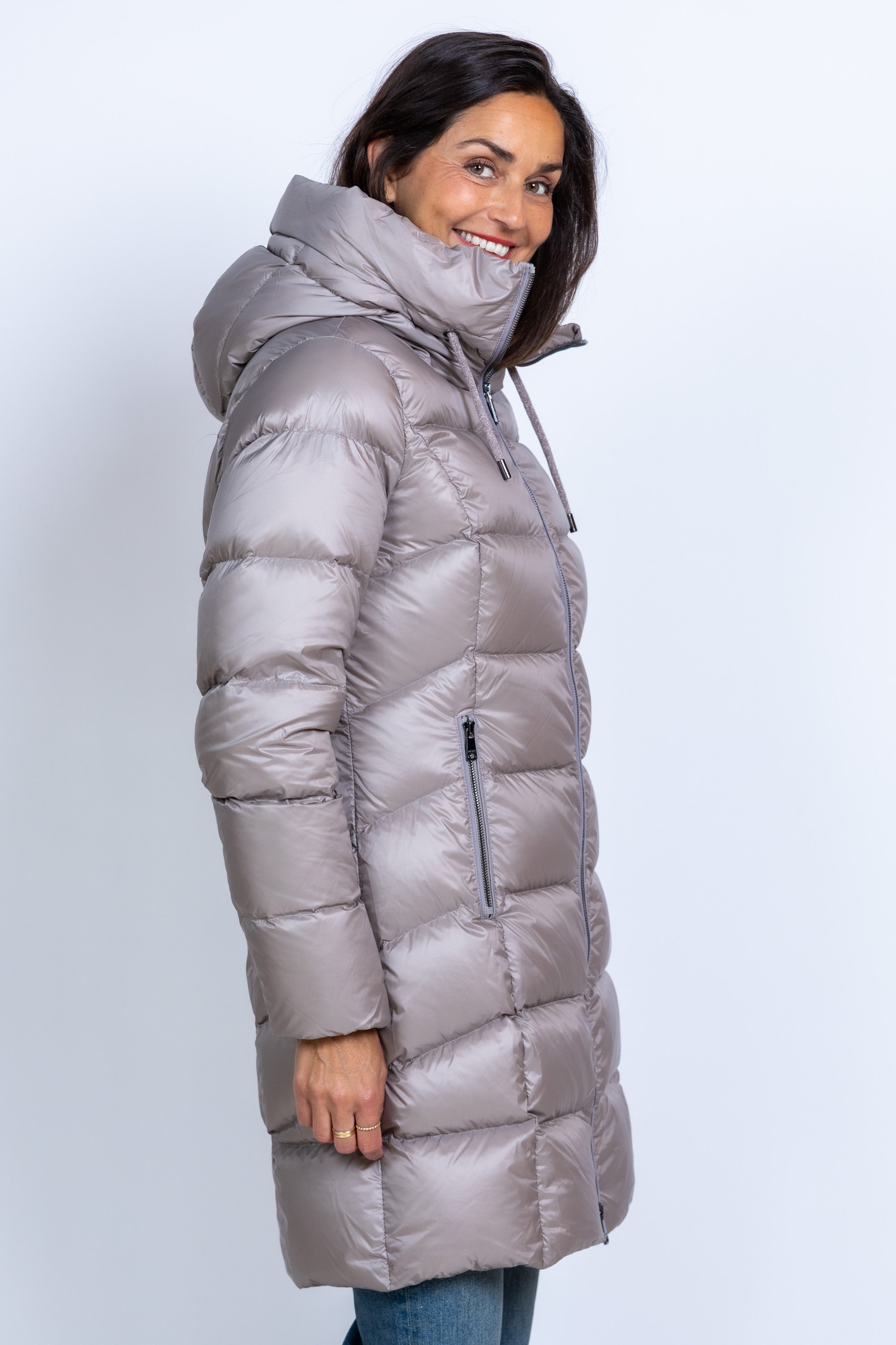 Gewatteerd jack met capuchon - Beige