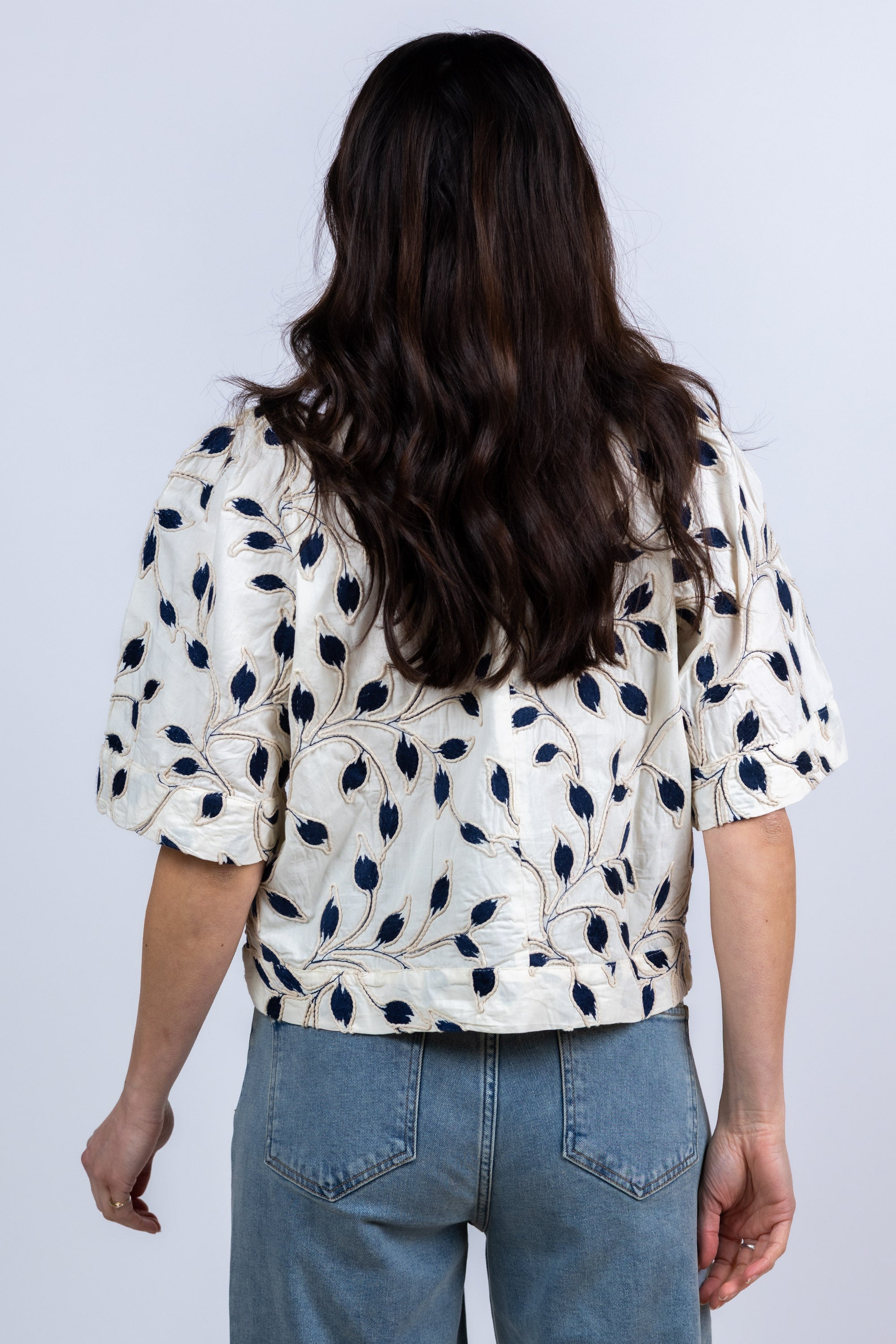 Blouse met borduursel - Ecru