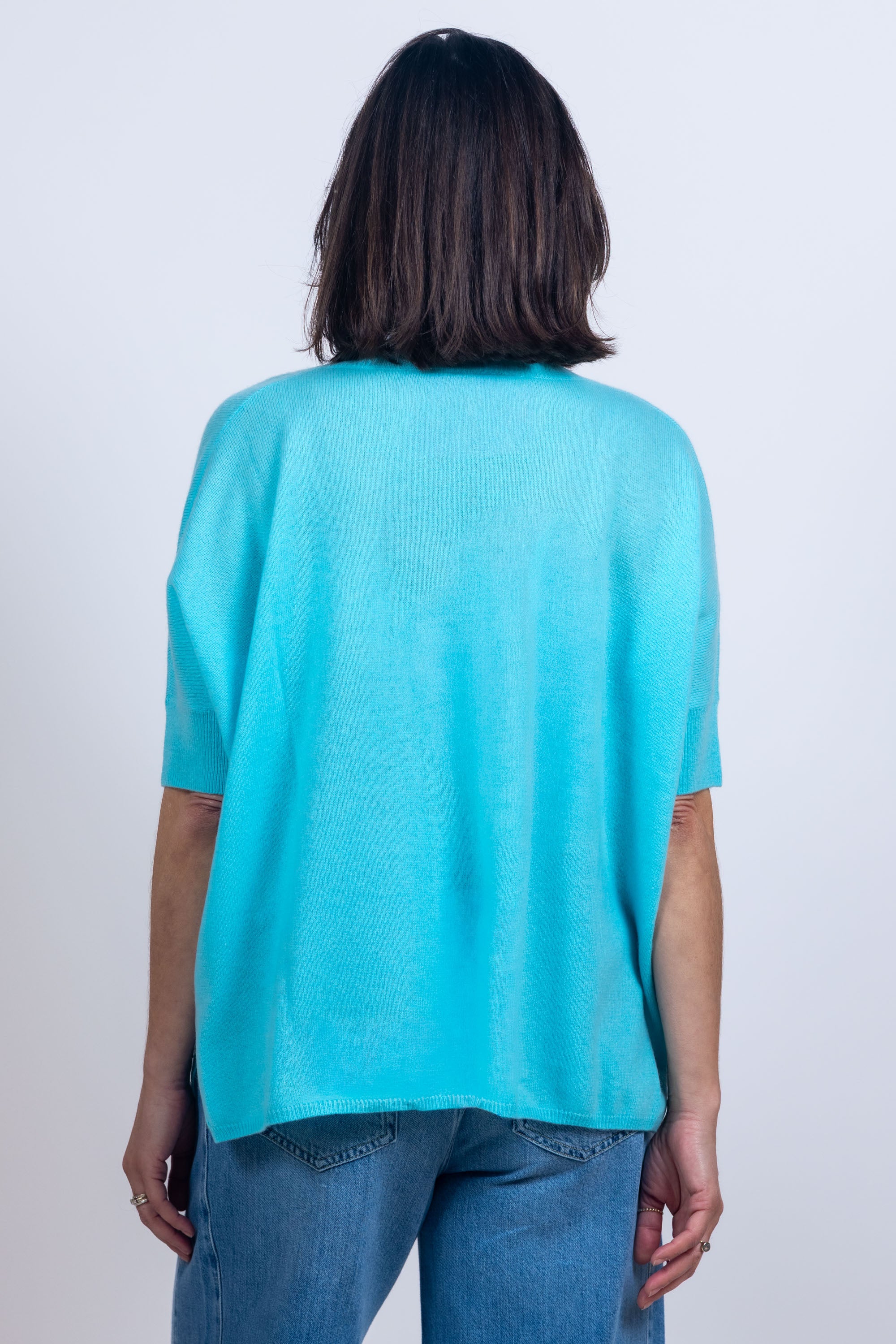 Trui met V-hals - Aqua