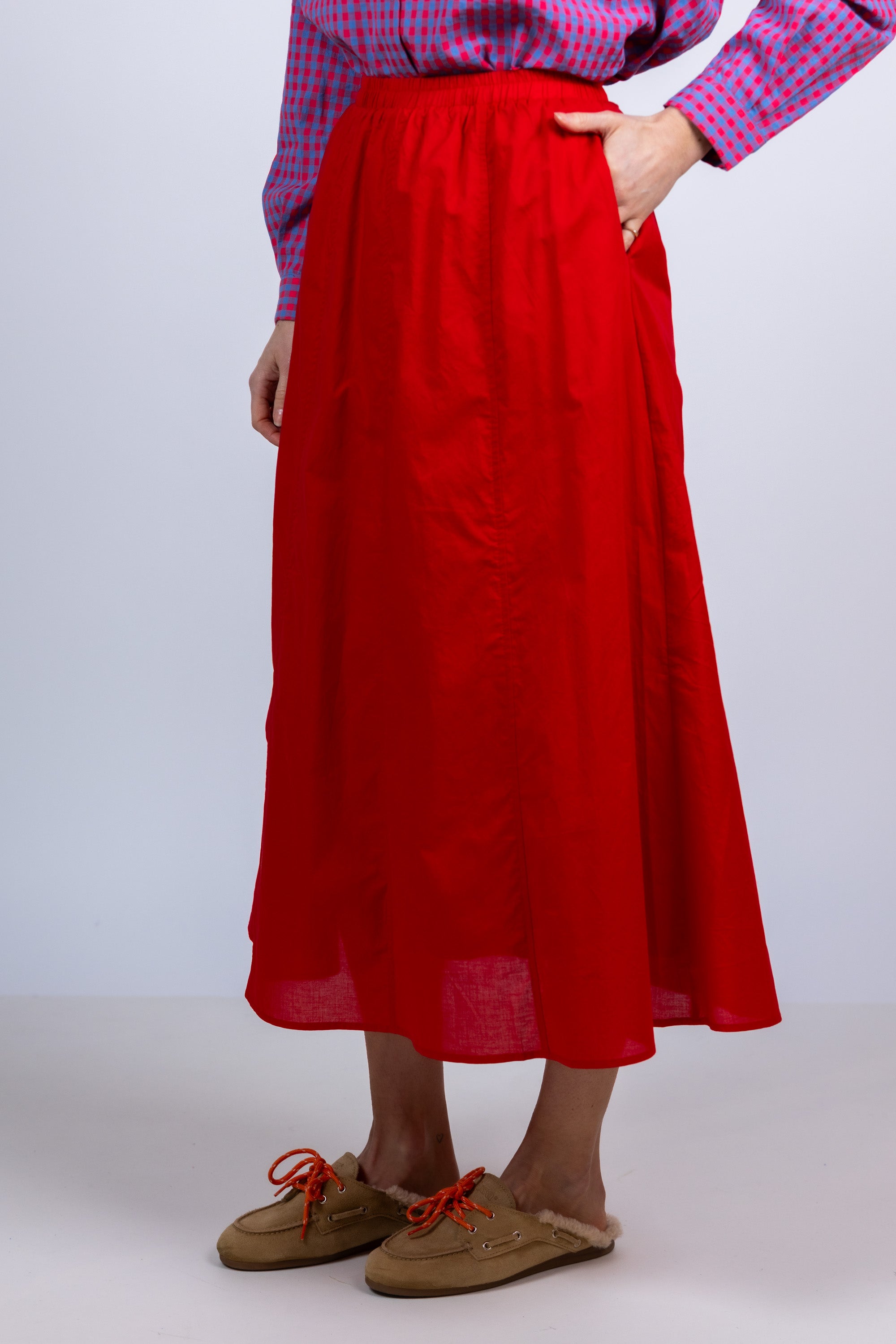 Rok met elastische taille - Rood