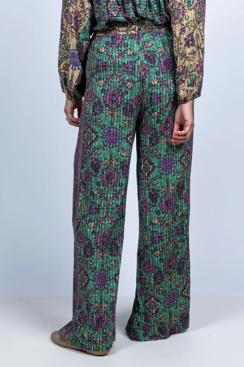 BA&SH BA&SH PALI PANTS BA&SH PALI PANTS Wijde broek met print - Flessegroen