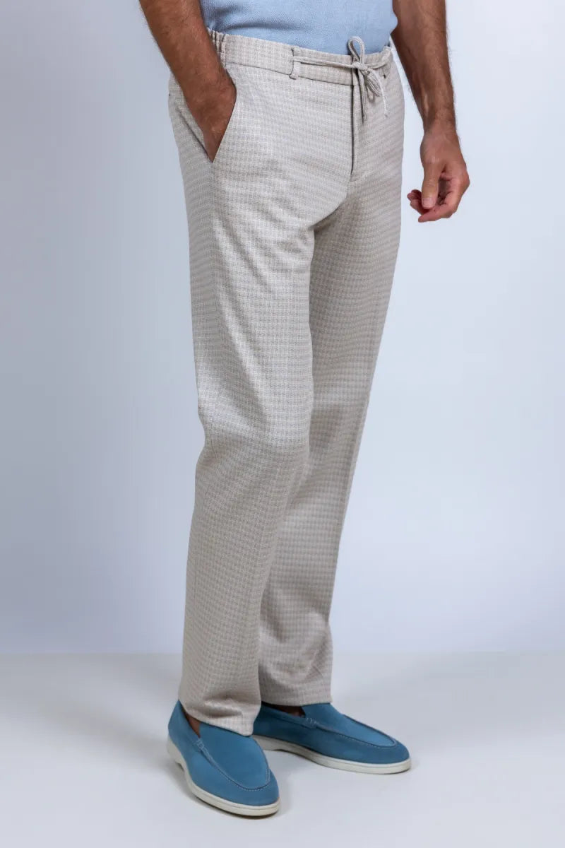 ZUITABLE ZUITABLE Spartaflex-261655 Broek met ruitdessin - Beige