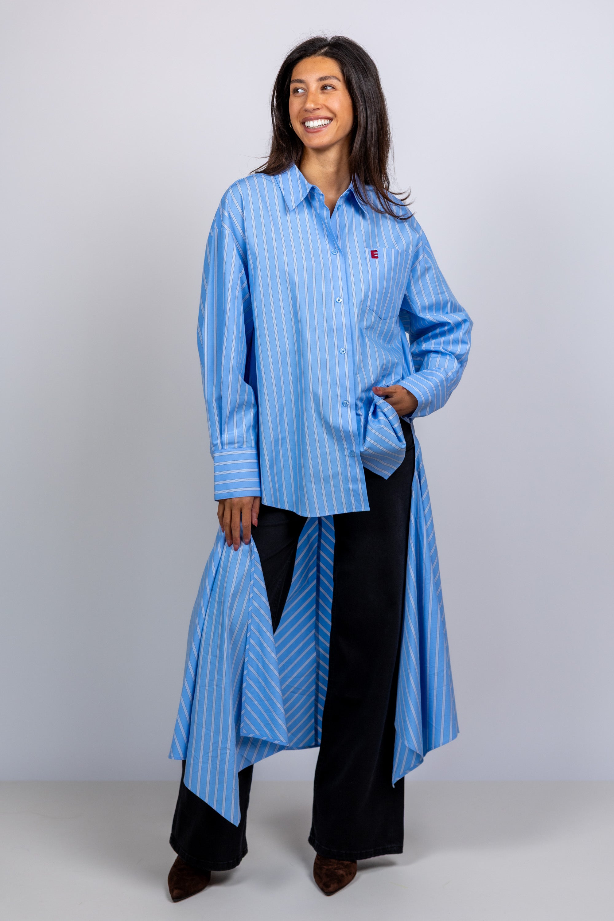 Blouse met strepen - Bleu