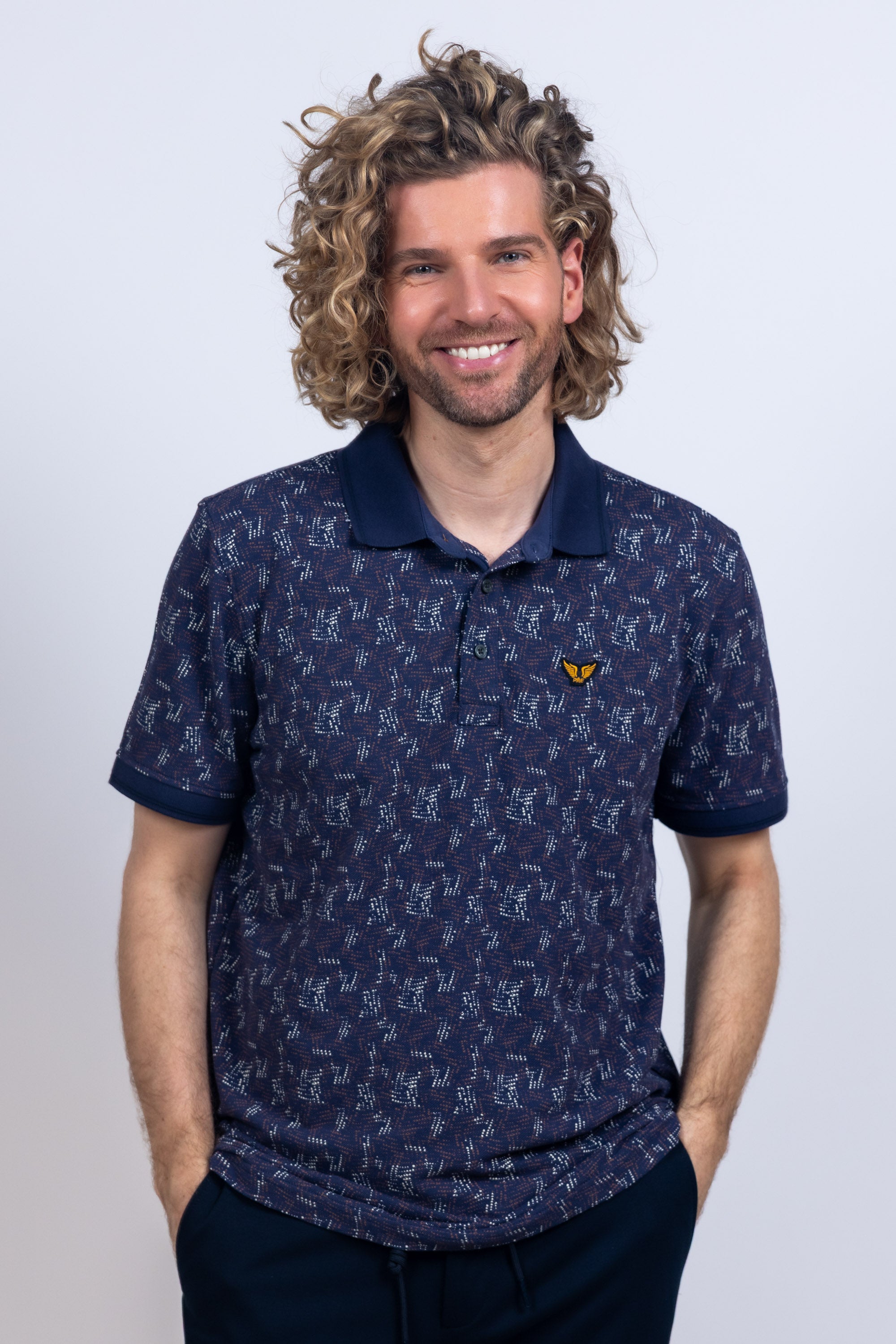 Polo met print - Marine