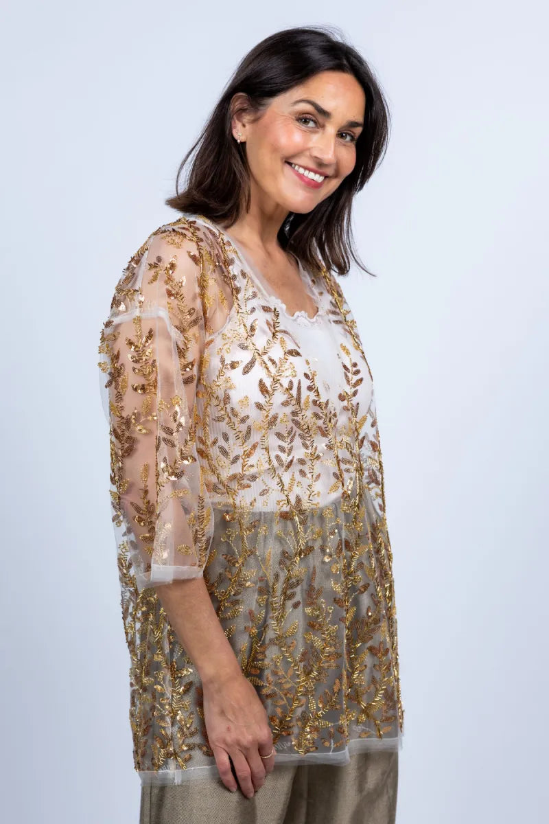 MUNTHE MUNTHE BABUR MUNTHE BABUR blouse met pailletten - Goud
