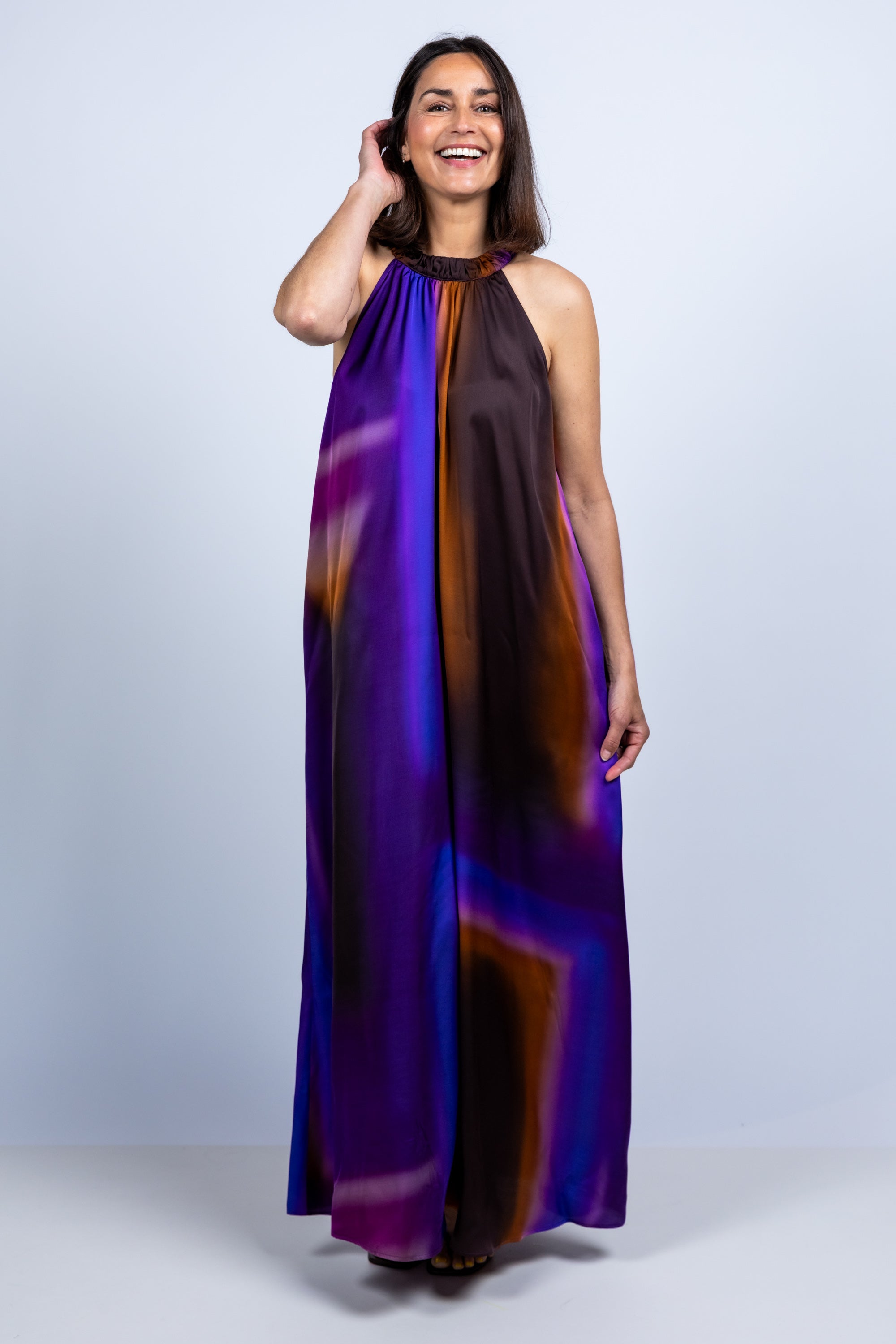 Maxi jurk met halter - Paars