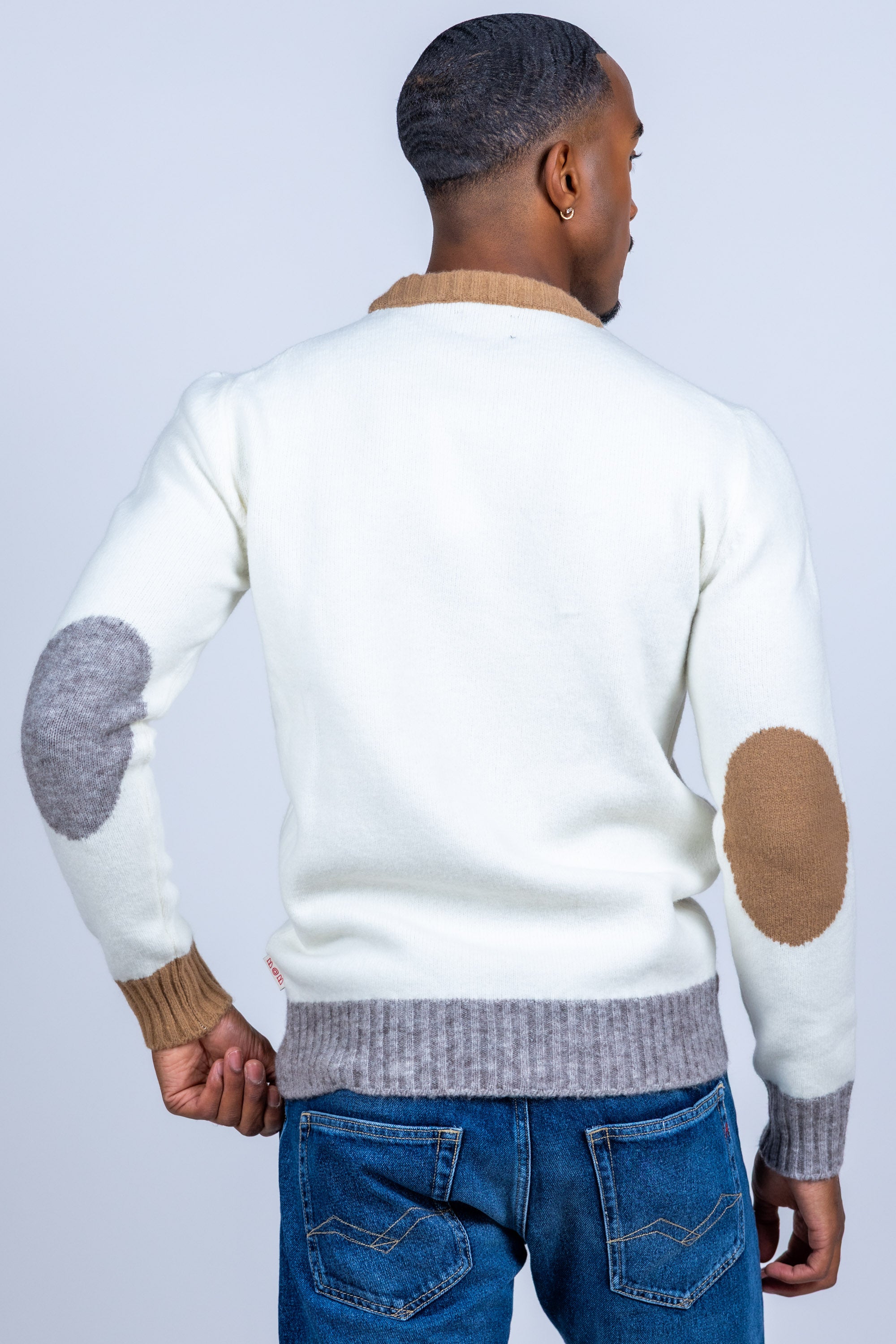 Trui met kleurvlakken - Ecru