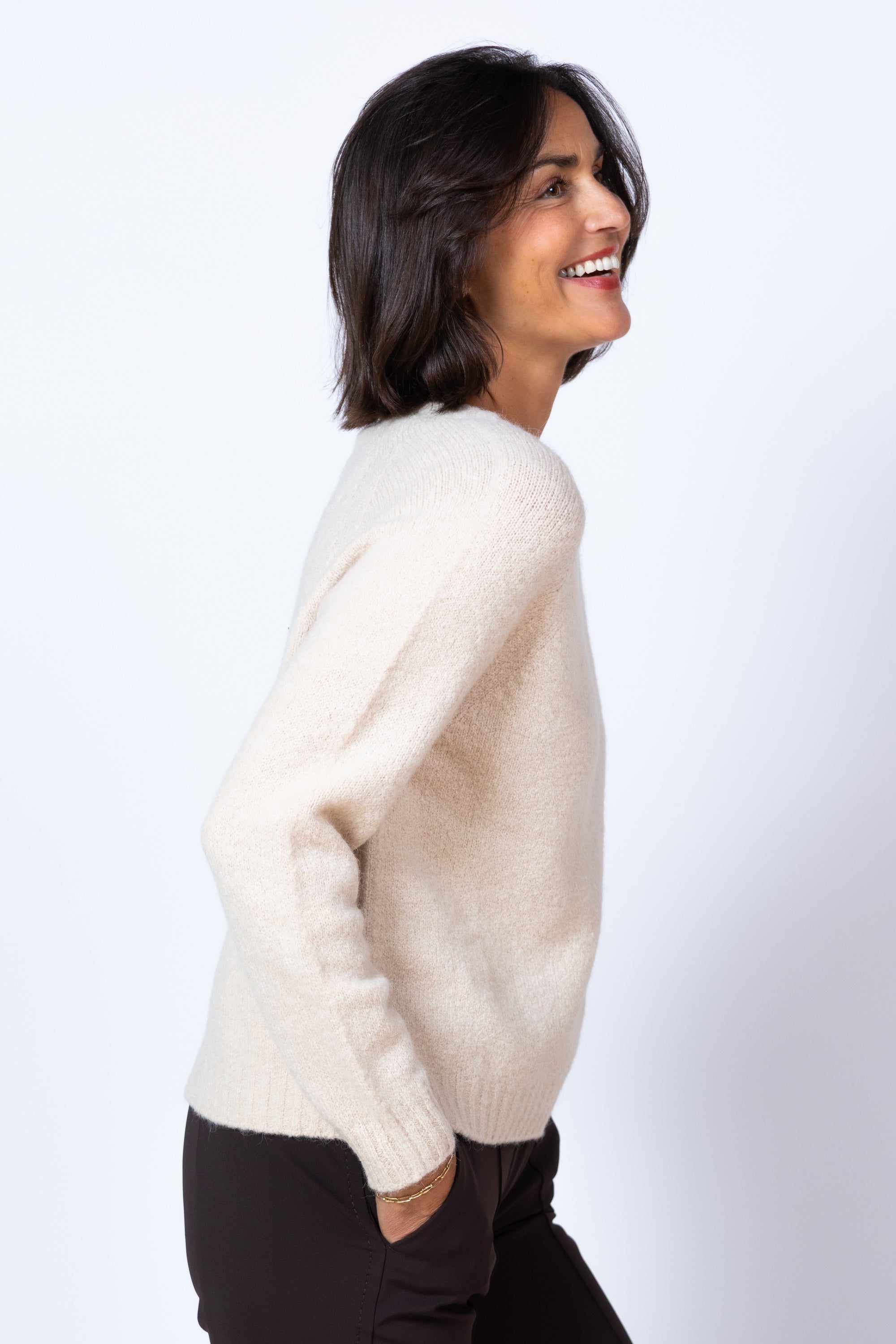 Trui met ronde hals - Beige