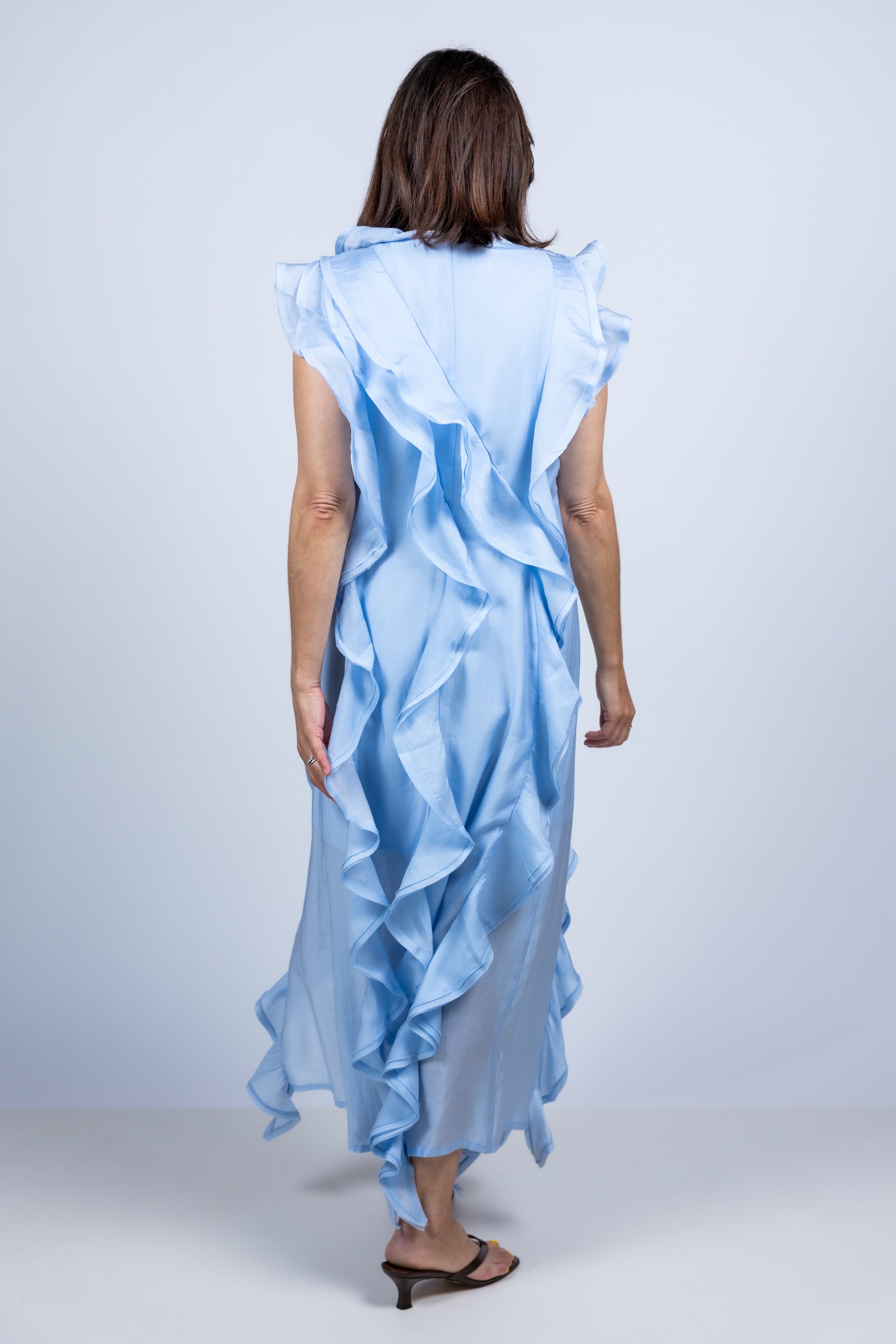 Jurk met ruches - Bleu