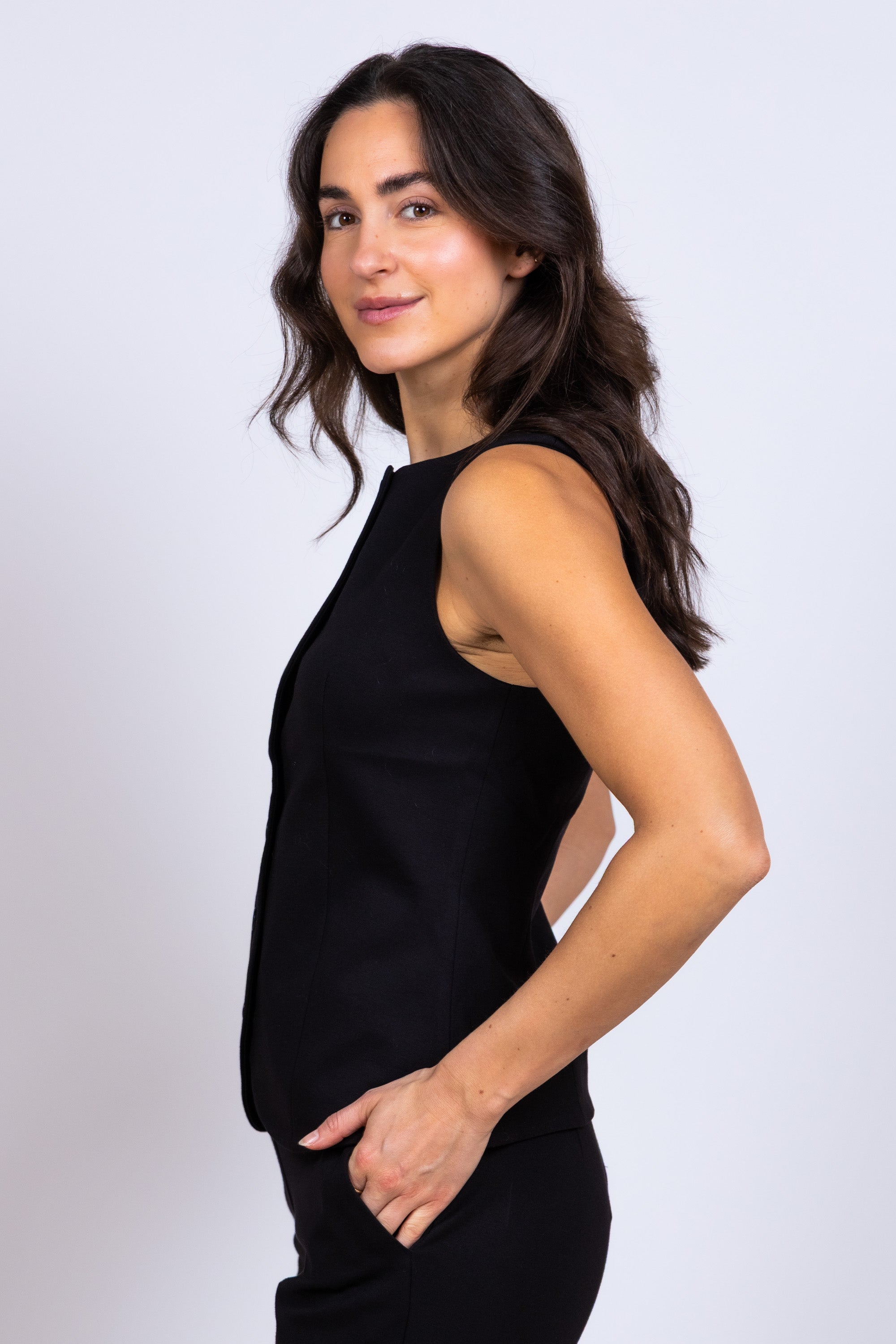 Gilet met knopen - Zwart