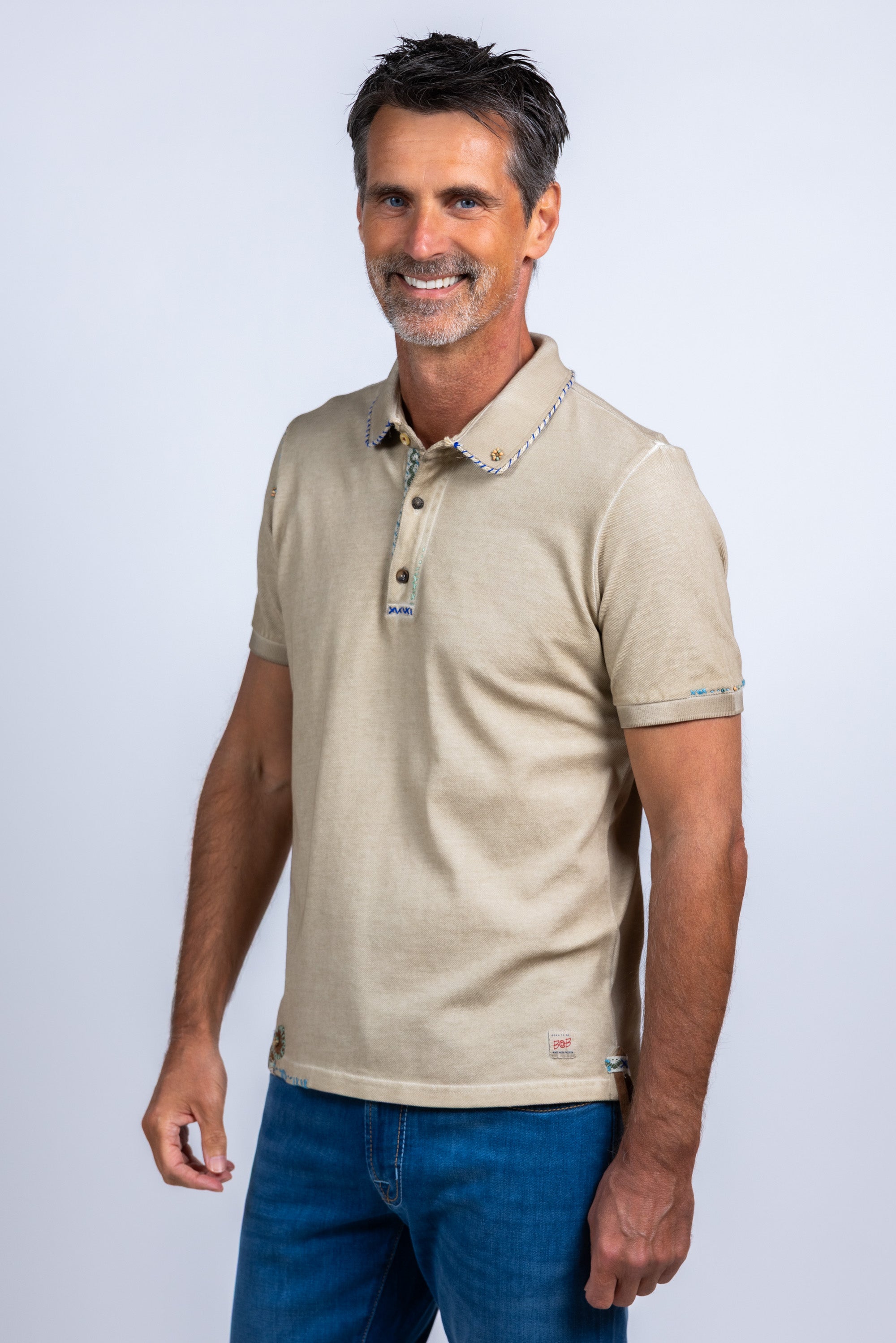 Polo met knopen - Beige