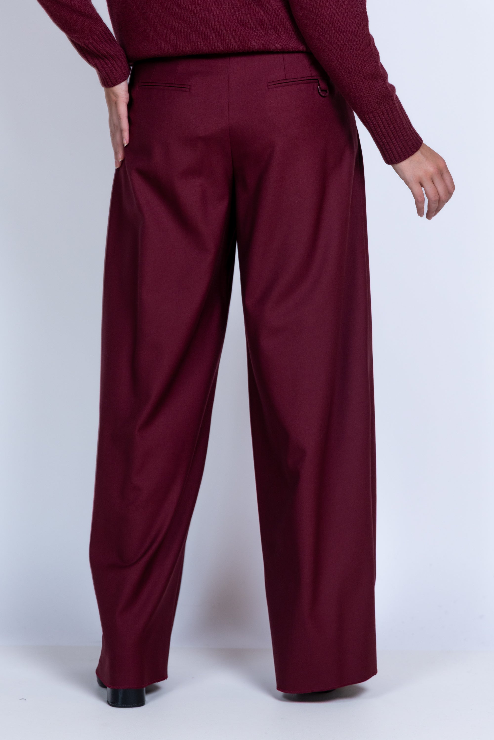 Wijde pantalon - Donkerbordeaux