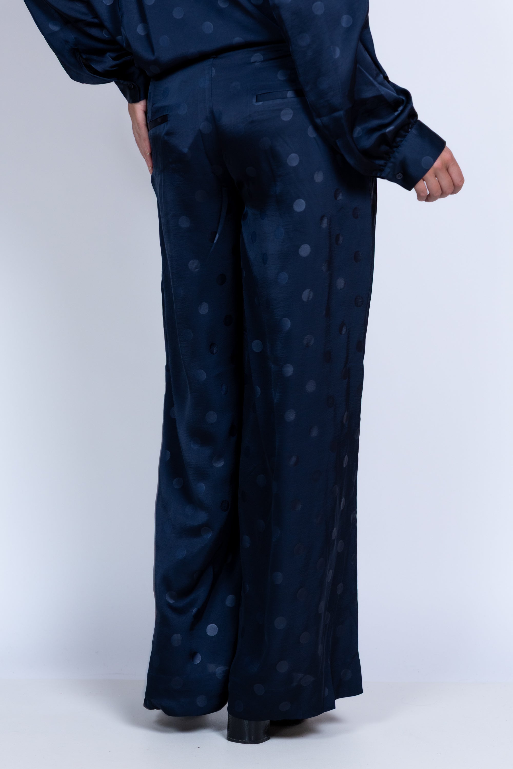 Wijde pantalon met print - Marine