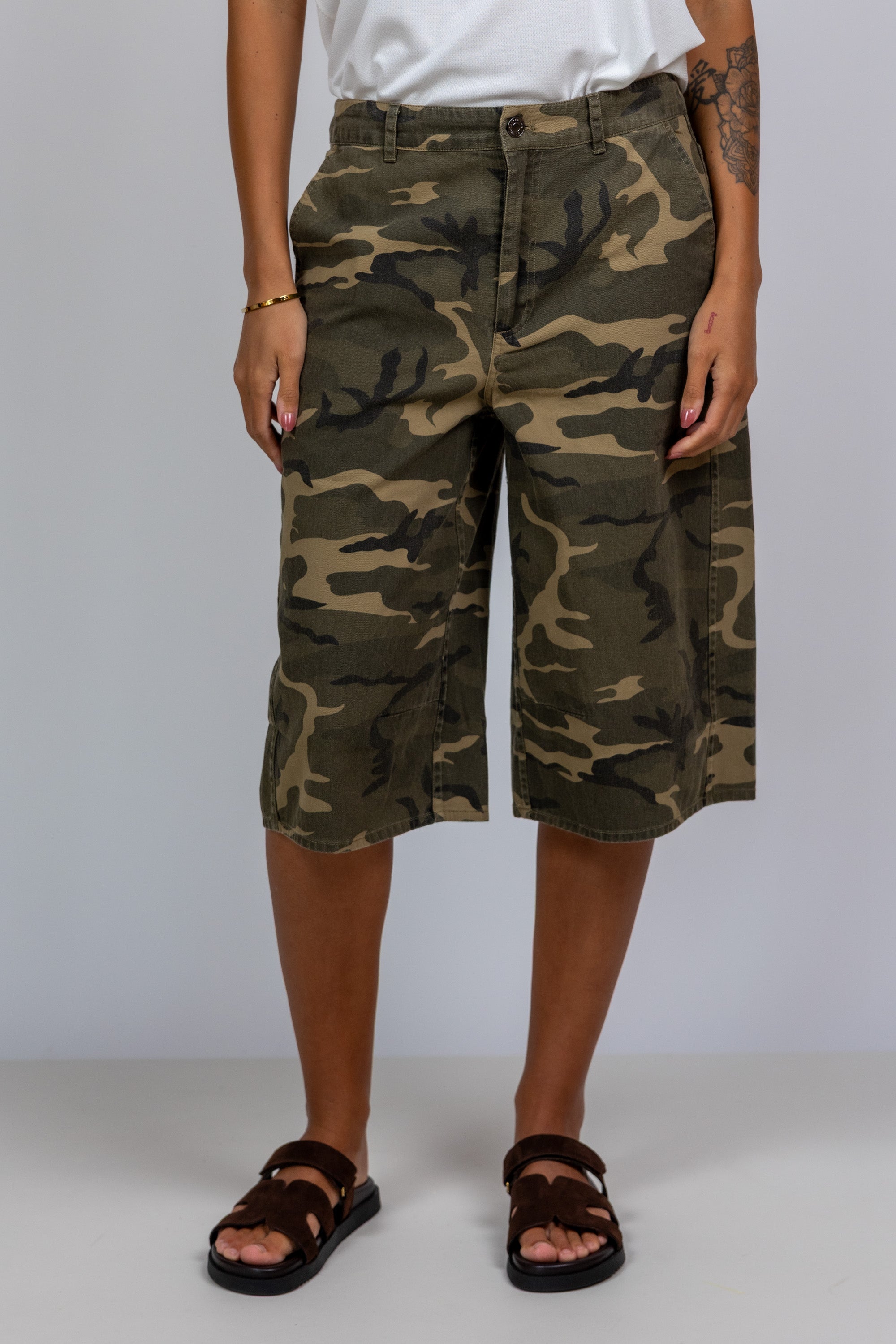 Bermuda met camouflageprint - Khaki