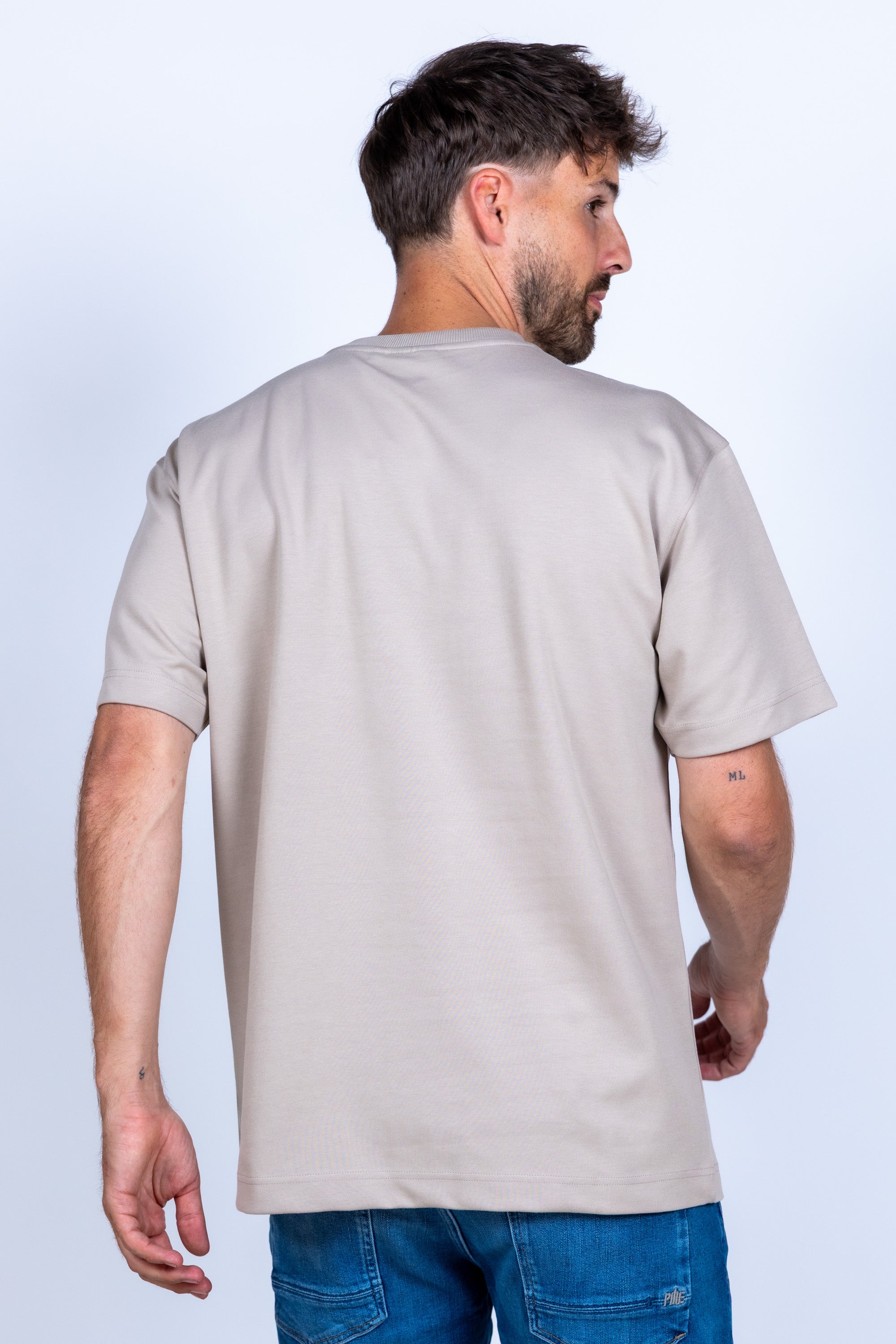 T-shirt met logo - Licht taupe