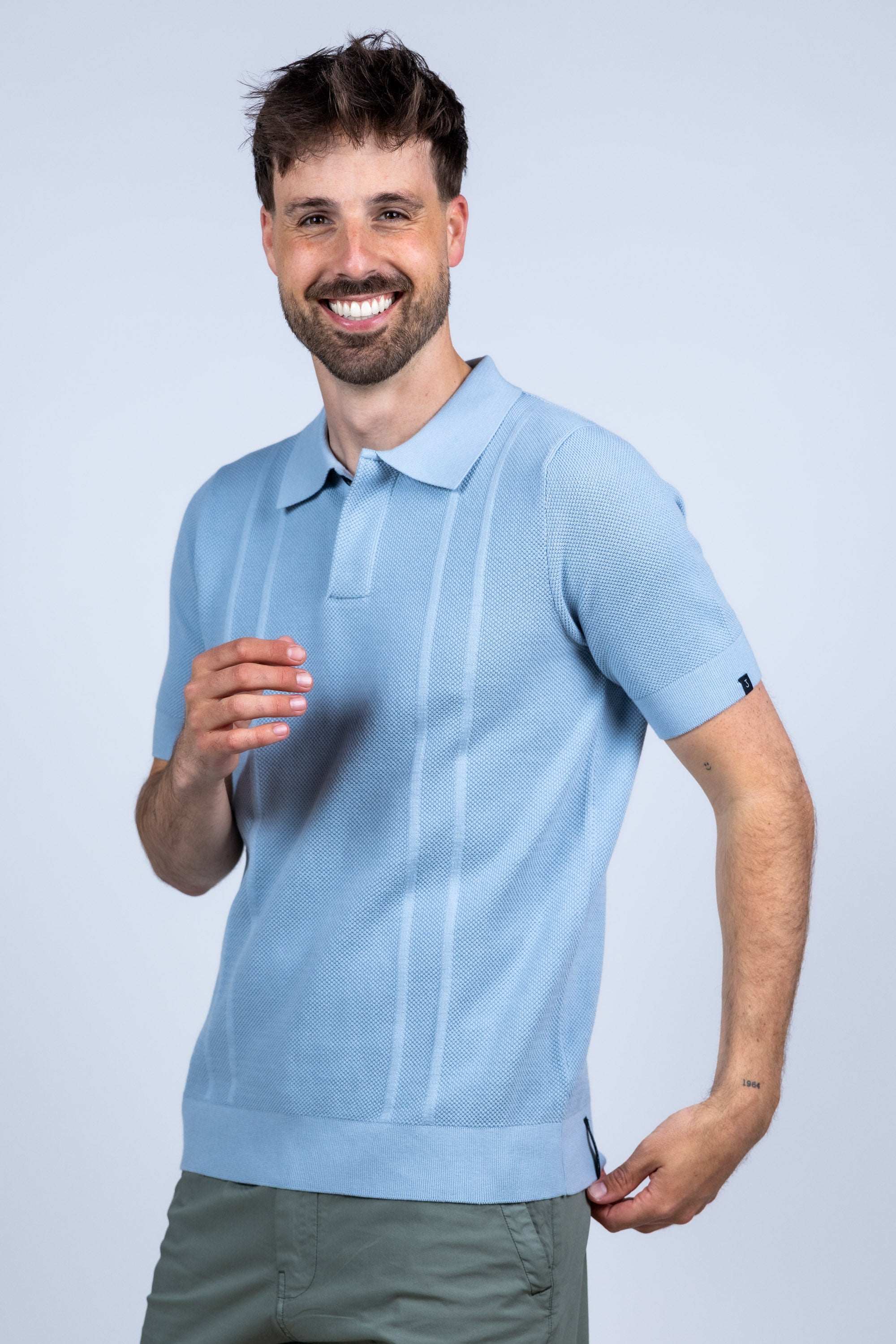 Polo met structuur - Bleu