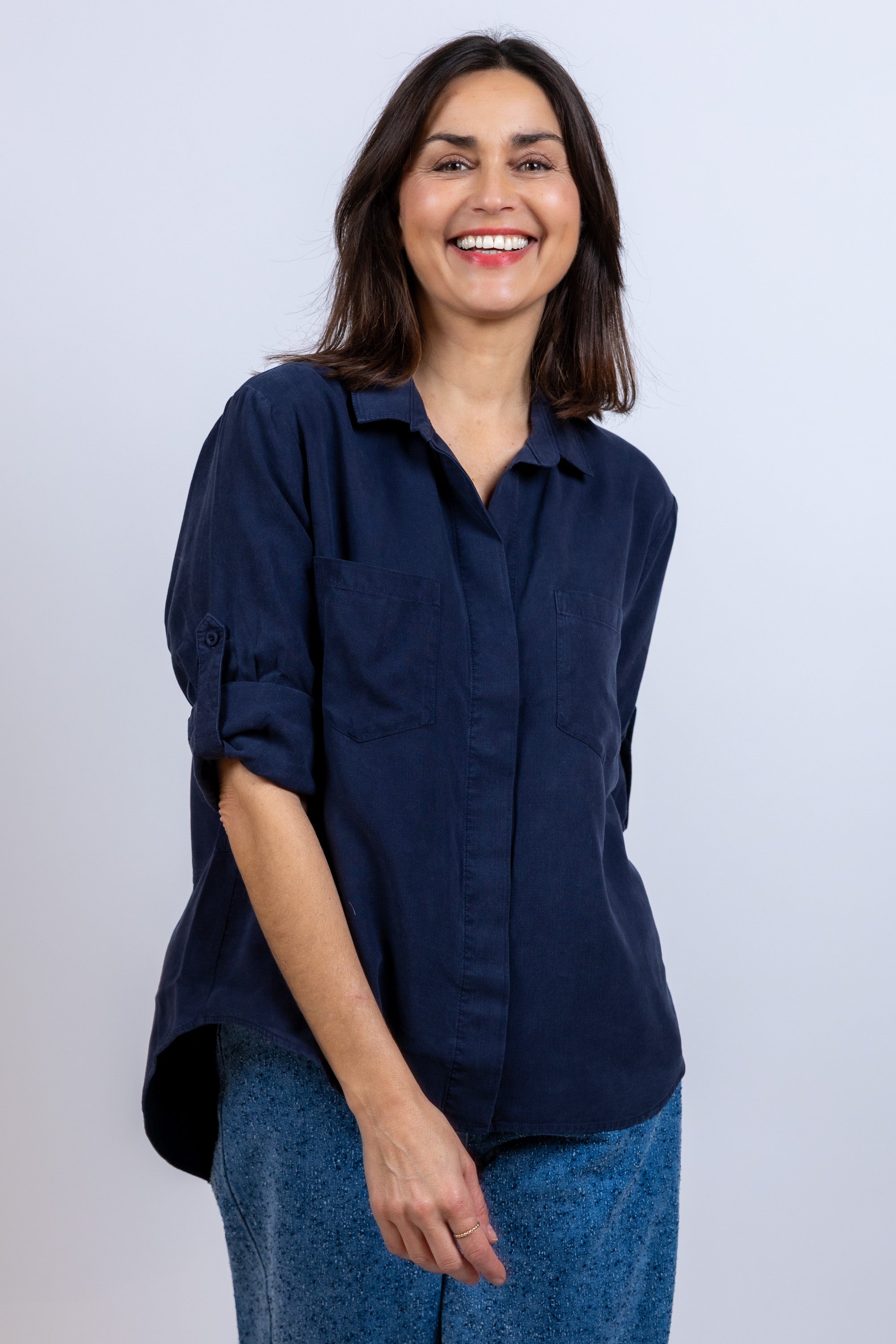 Blouse met zakken - Marine