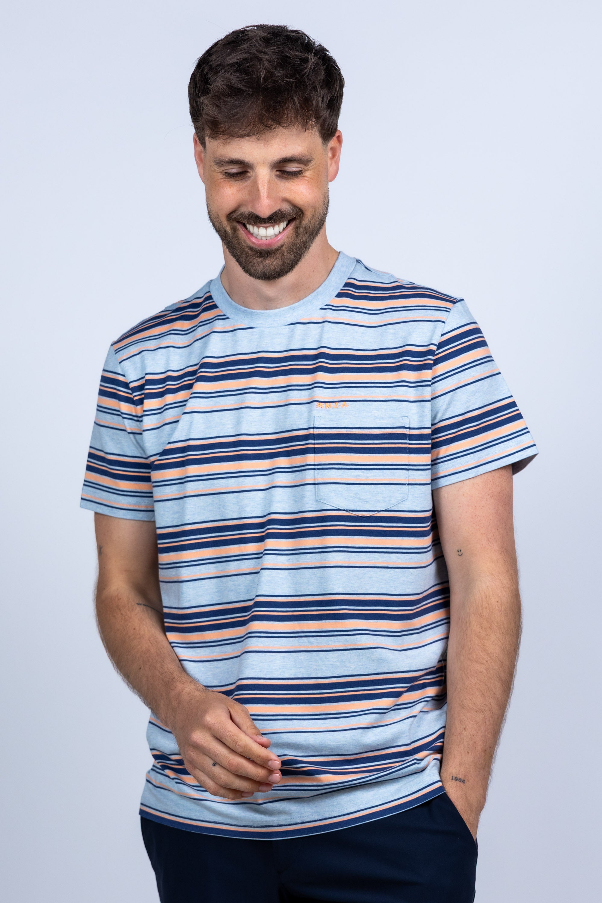 T-shirt met strepen - Bleu