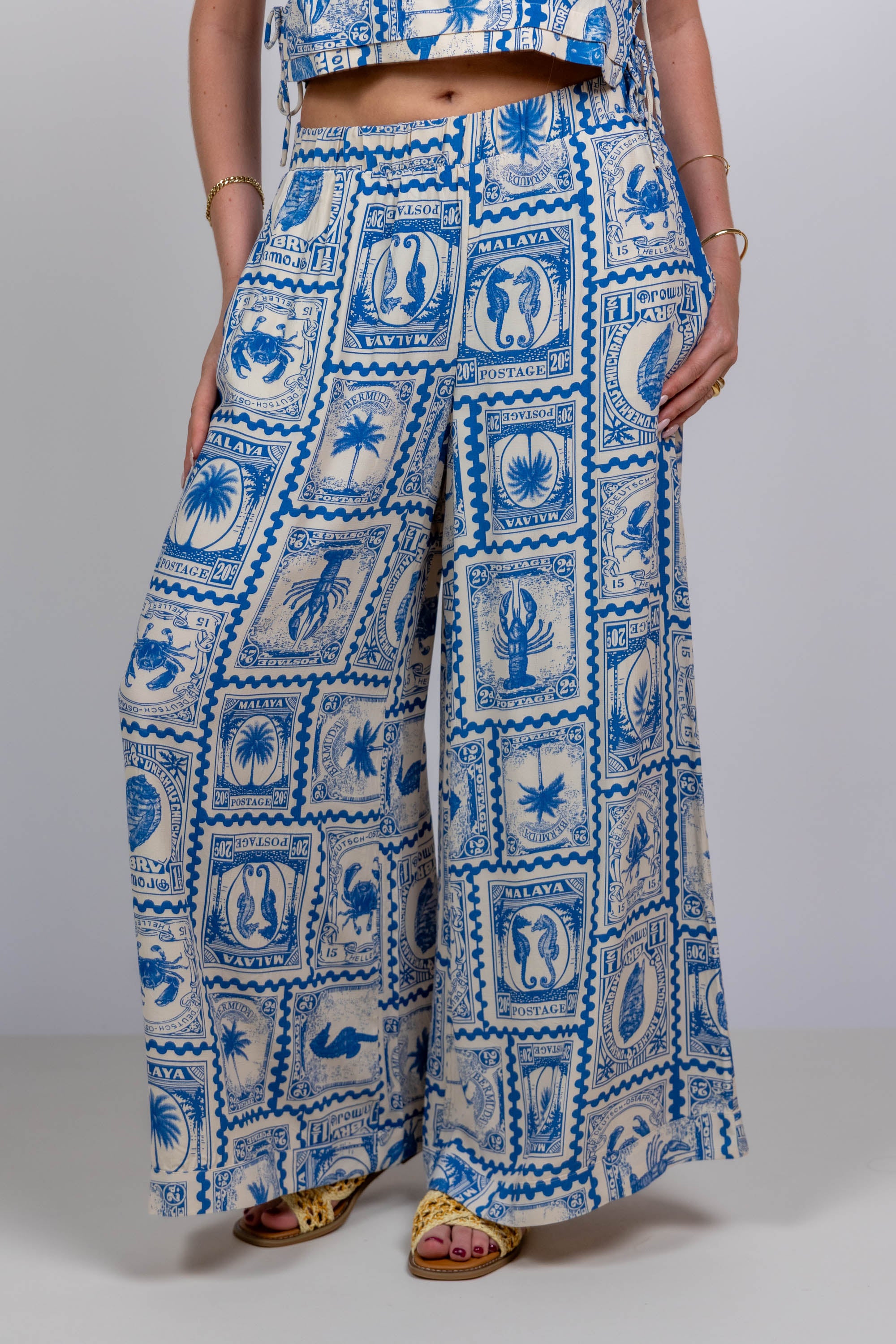 Wijde broek met print - French blue