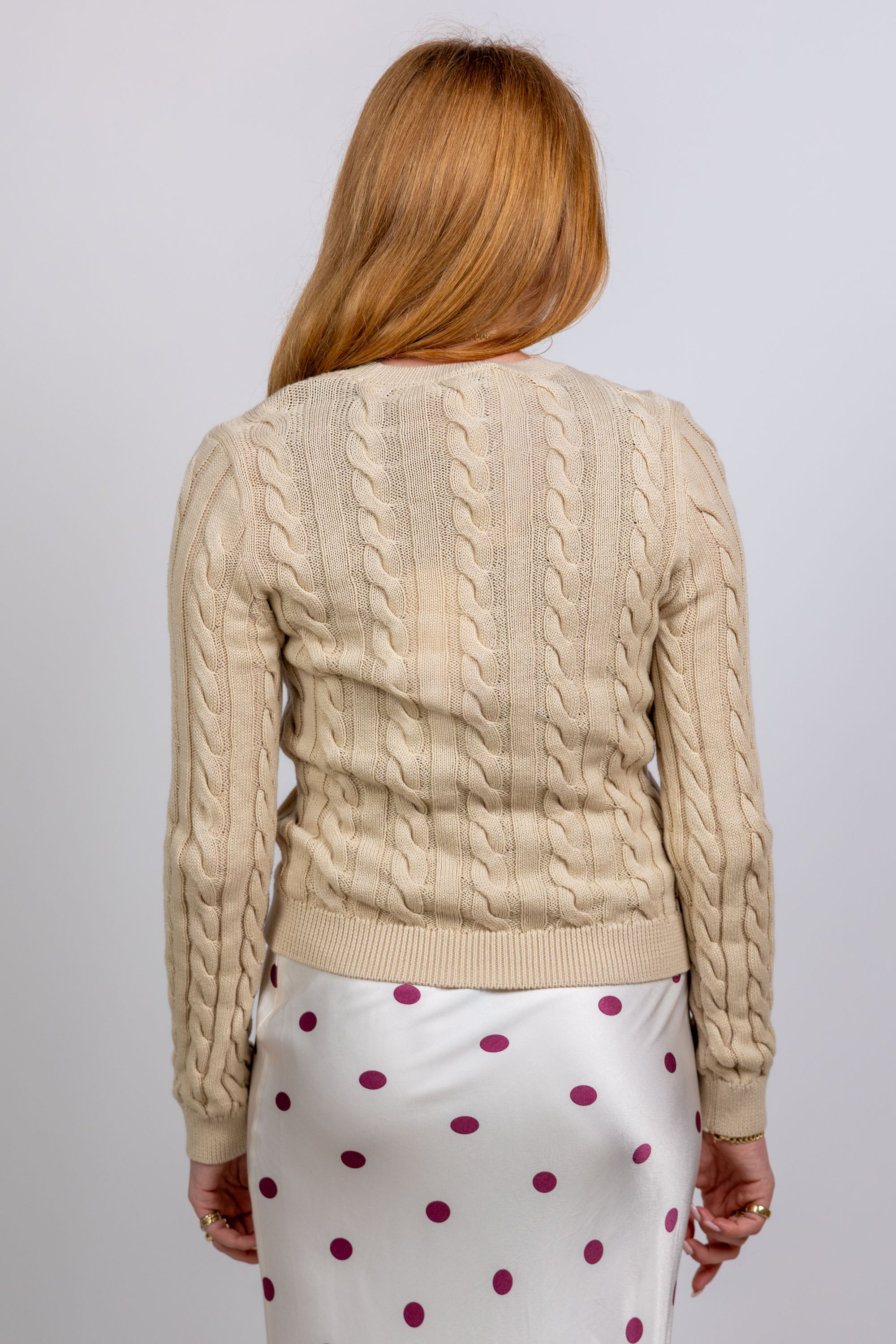 Trui met kabelpatroon - Beige