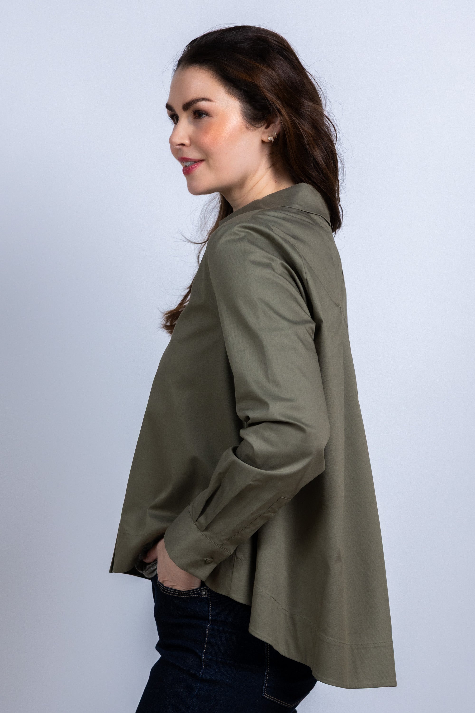 Blouse met knopen - Olijfgroen